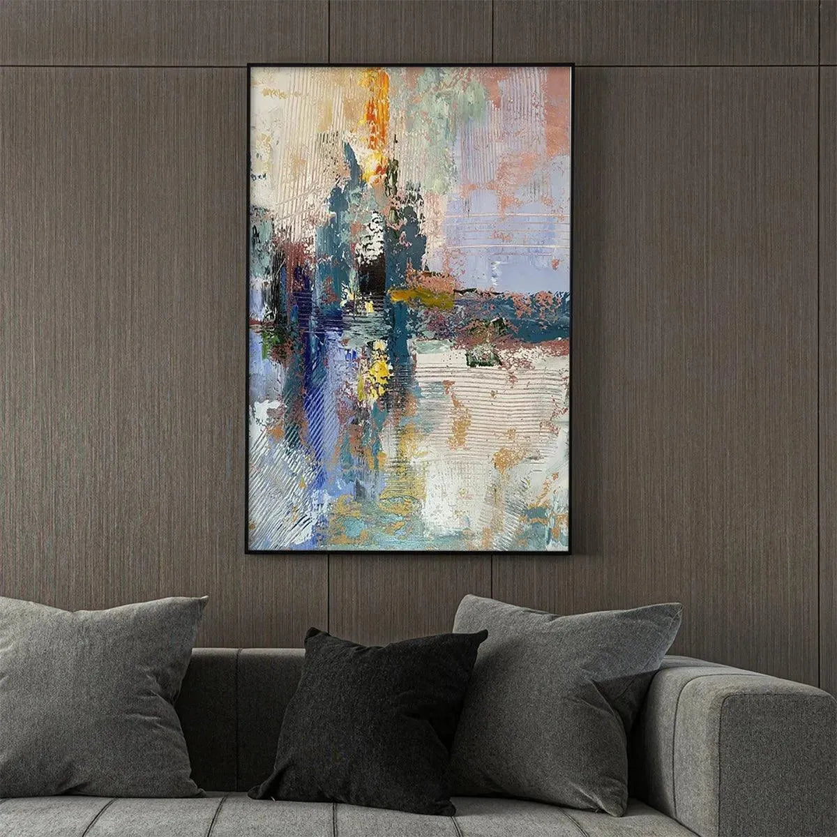 HAZY SKIES: Colorful Abstract Painting, Textured Wall Art, Vertical Canvas, Modern Art - Image 9