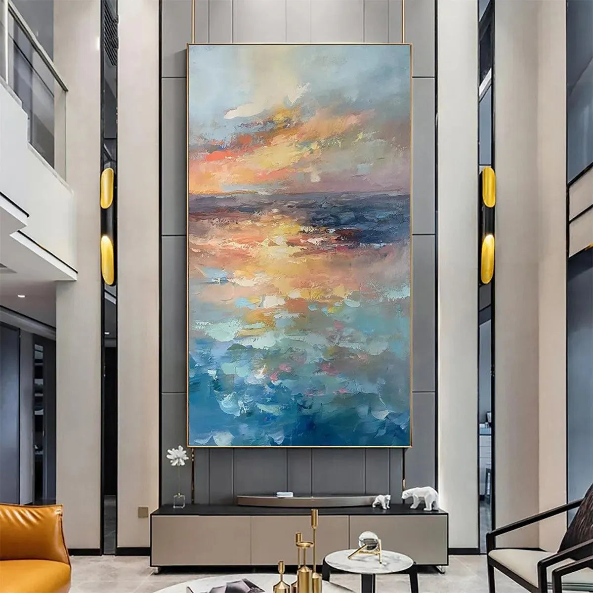GOLDEN HOUR SEASCAPE: Ocean Painting, Sunset Wall Art, Impasto Texture, Vertical Canvas - Image 6