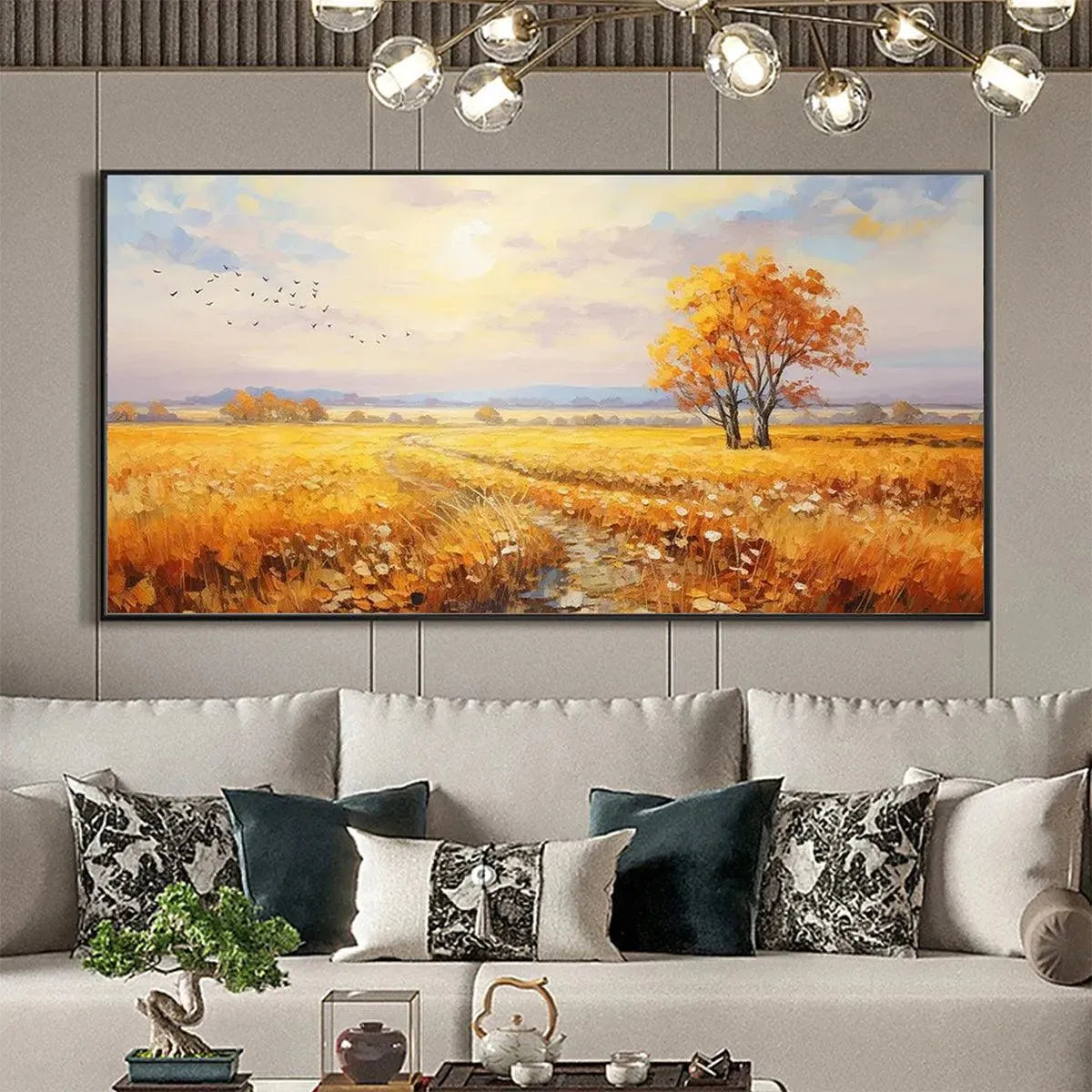 GOLDEN HARVEST: Landscape Painting of a Golden Field at Sunset - Image 6