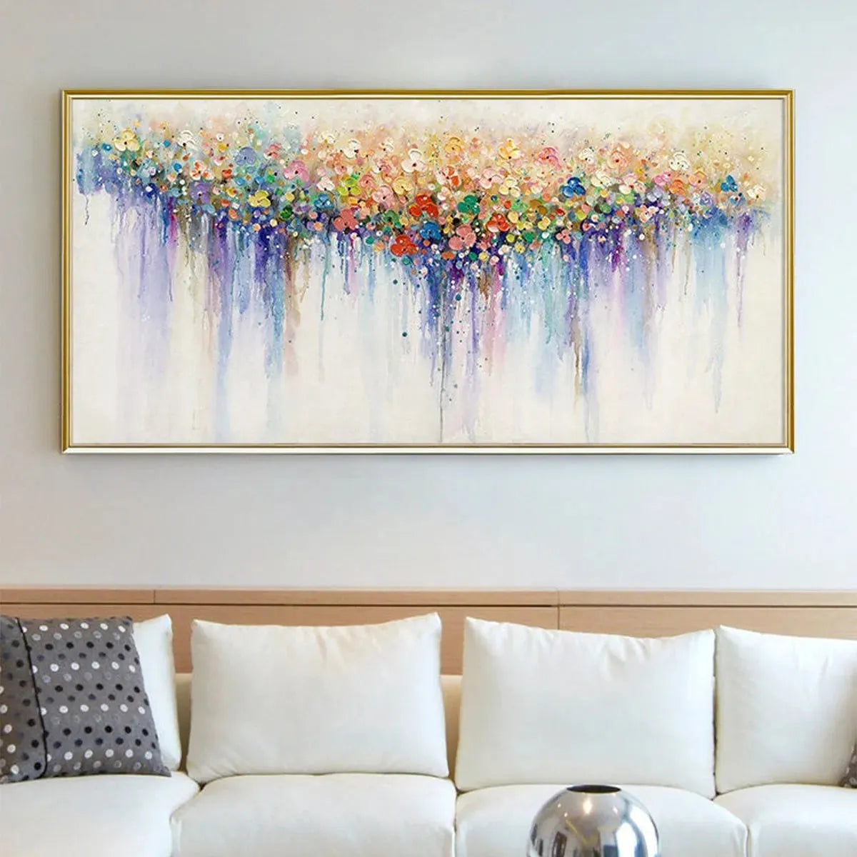FLOWERFALL: Panoramic Abstract Floral Oil Painting with Watercolor Effect - Image 7