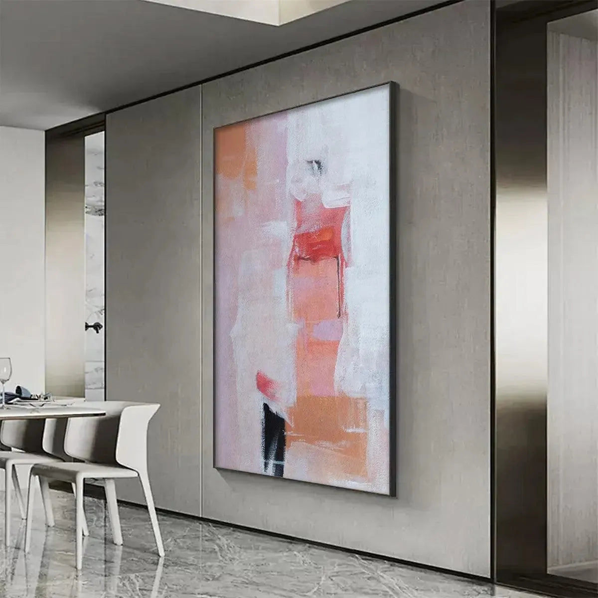 BLUSHING DAWN: Pink Abstract Painting, Textured Wall Art, Vertical Canvas, Minimalist Decor - Image 6