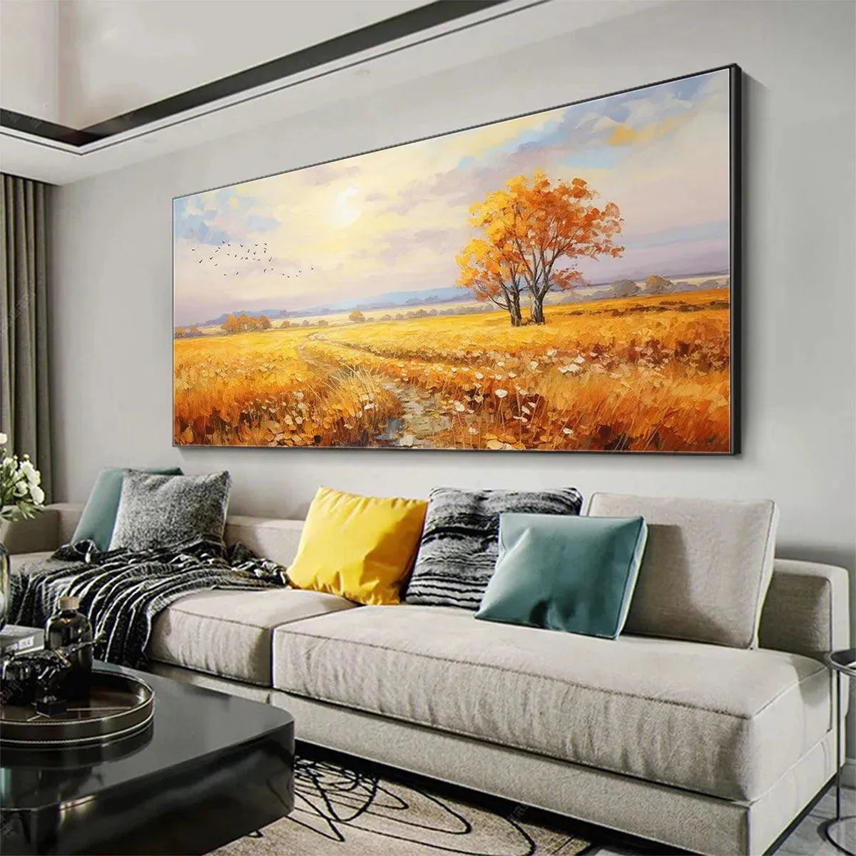 GOLDEN HARVEST: Landscape Painting of a Golden Field at Sunset - Image 5