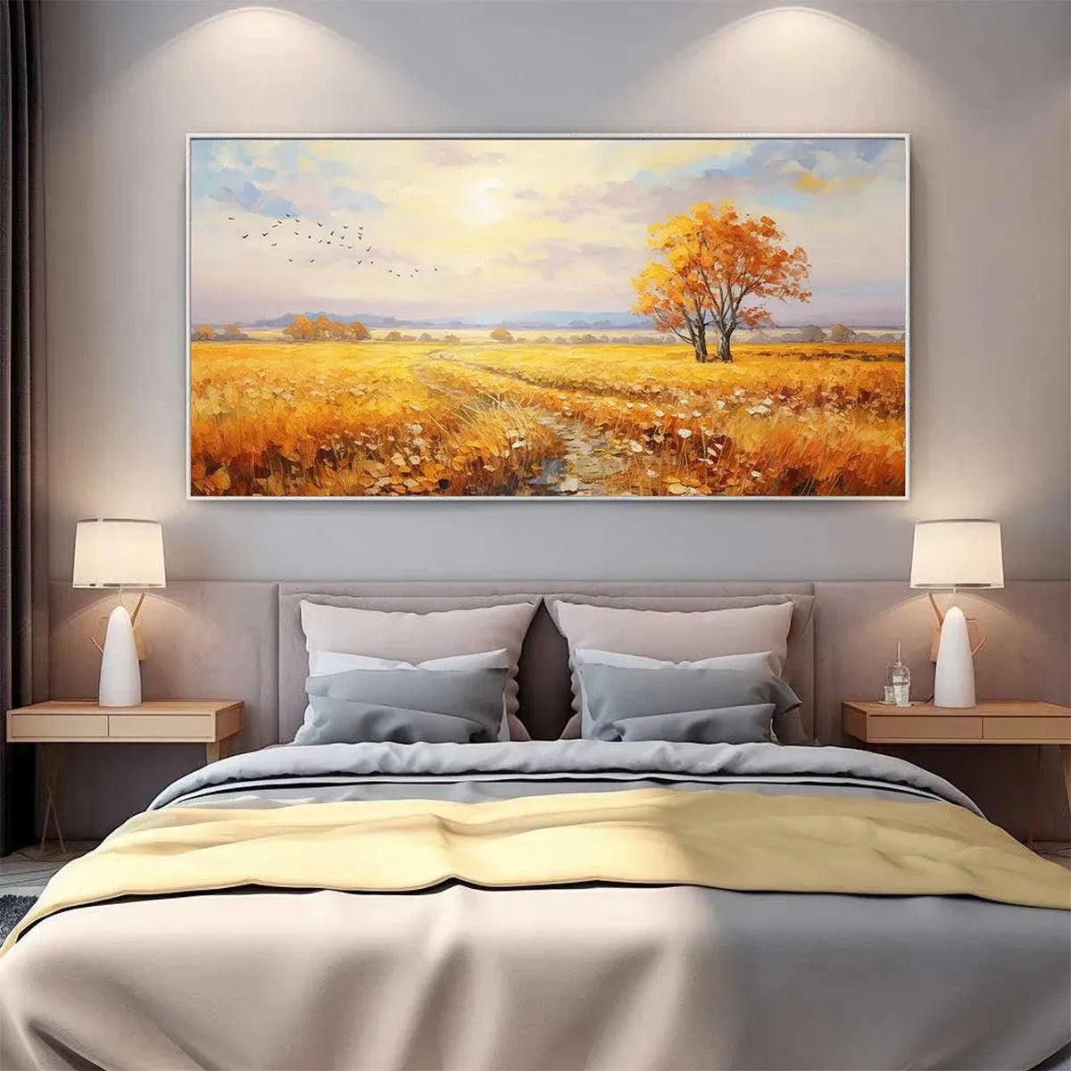 GOLDEN HARVEST: Landscape Painting of a Golden Field at Sunset - Image 8