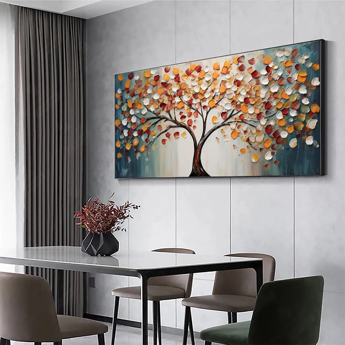 GOLDEN TREE OF LIFE: Panoramic Impasto Tree Painting, Textured Wall Art, Colorful, Living Room - Image 6