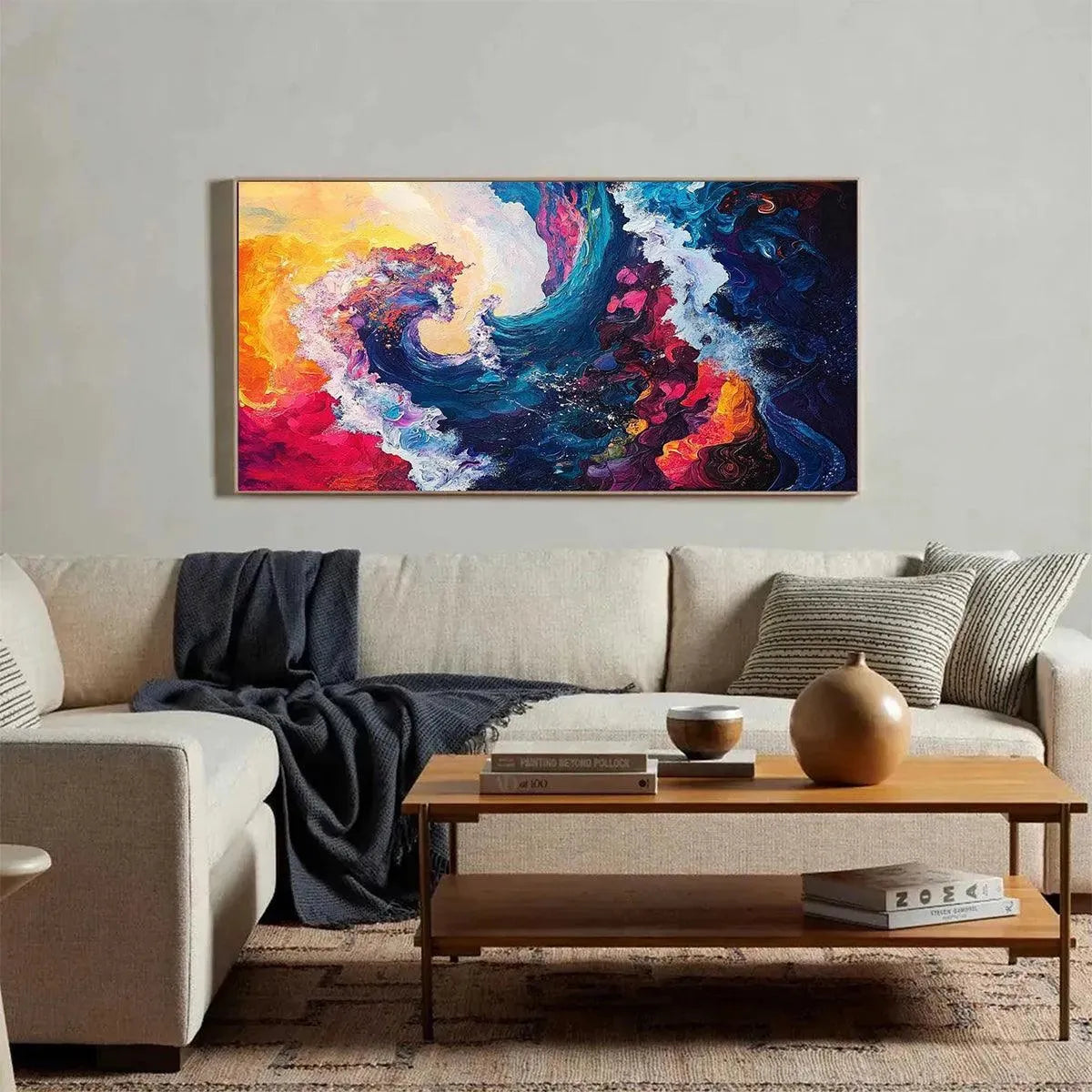 CHROMATIC CREST: Colorful Abstract Wave Oil Painting - Image 6