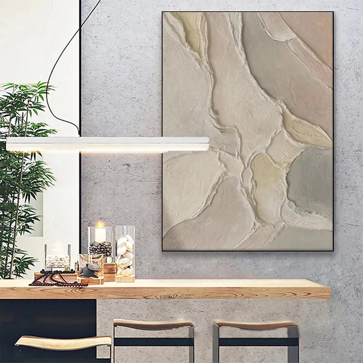 SERENE TEXTURES: Textured Abstract Painting, Neutral Beige Wall Art, Vertical Canvas, Minimalist Decor - Image 4