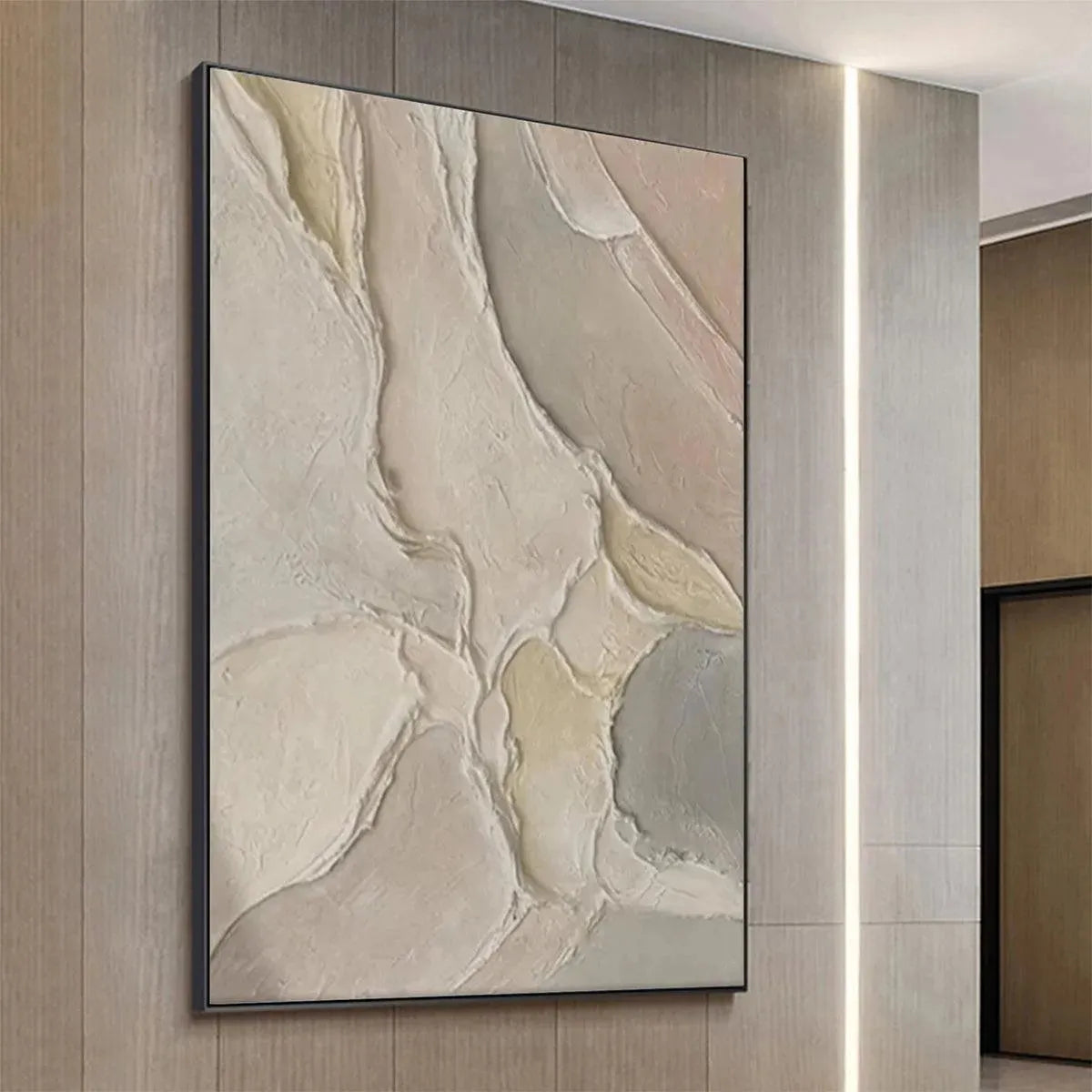 SERENE TEXTURES: Textured Abstract Painting, Neutral Beige Wall Art, Vertical Canvas, Minimalist Decor - Image 8