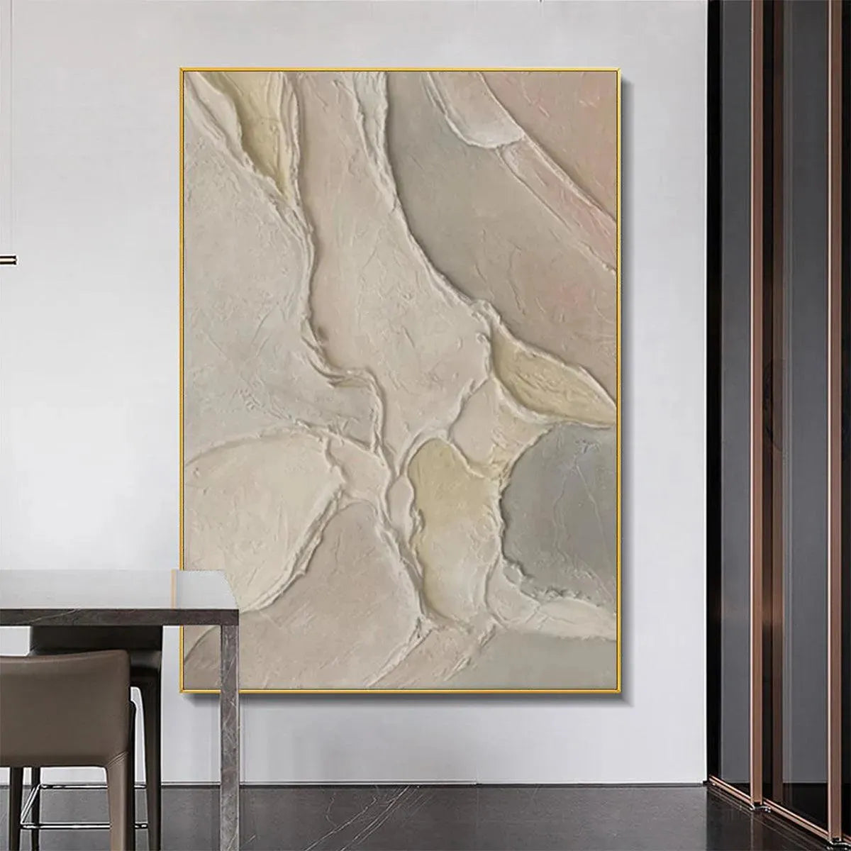 SERENE TEXTURES: Textured Abstract Painting, Neutral Beige Wall Art, Vertical Canvas, Minimalist Decor - Image 9