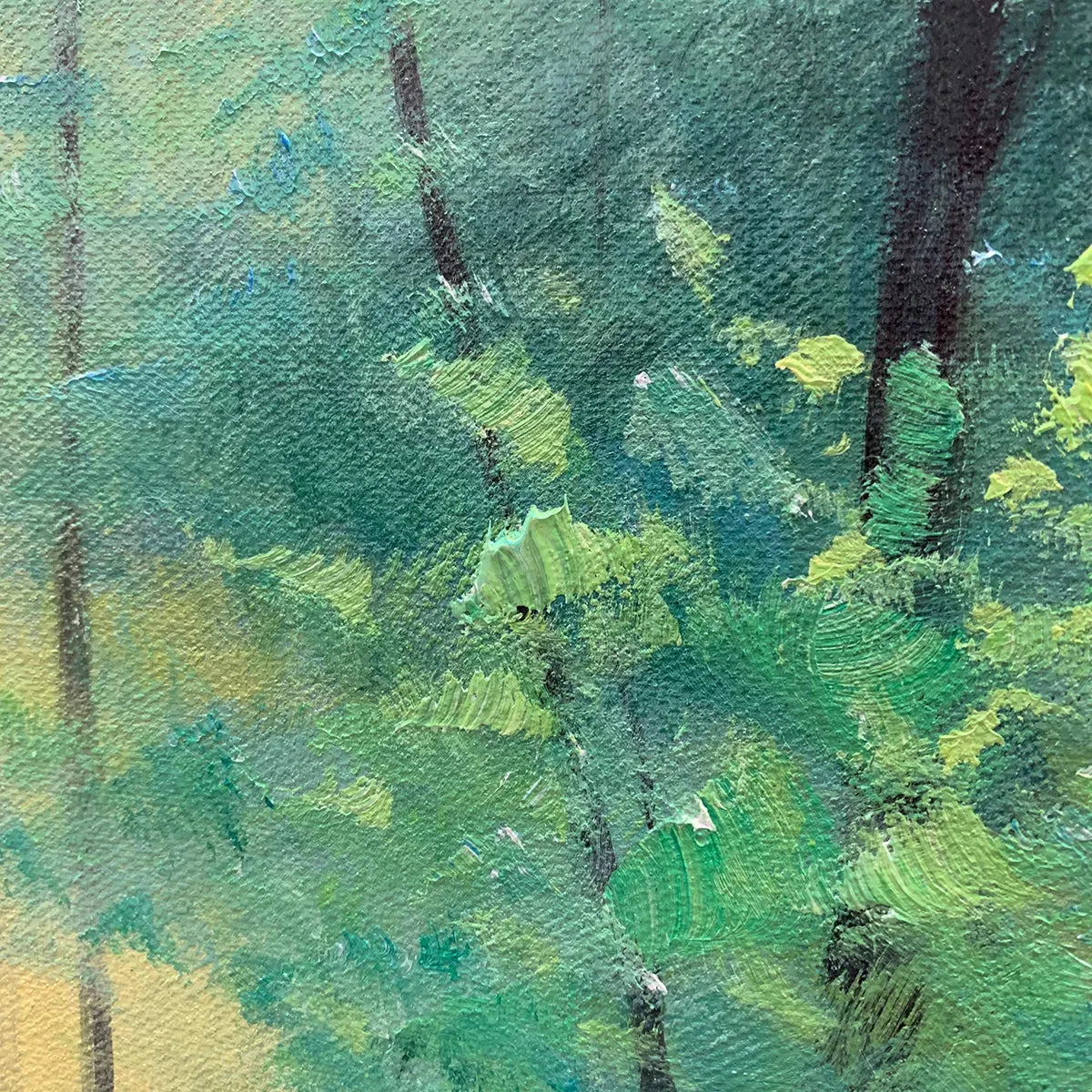 EMERALD FOREST PATH: Vertical Forest Painting, Green Woodland Scene, Nature Wall Art, Living Room - Image 3