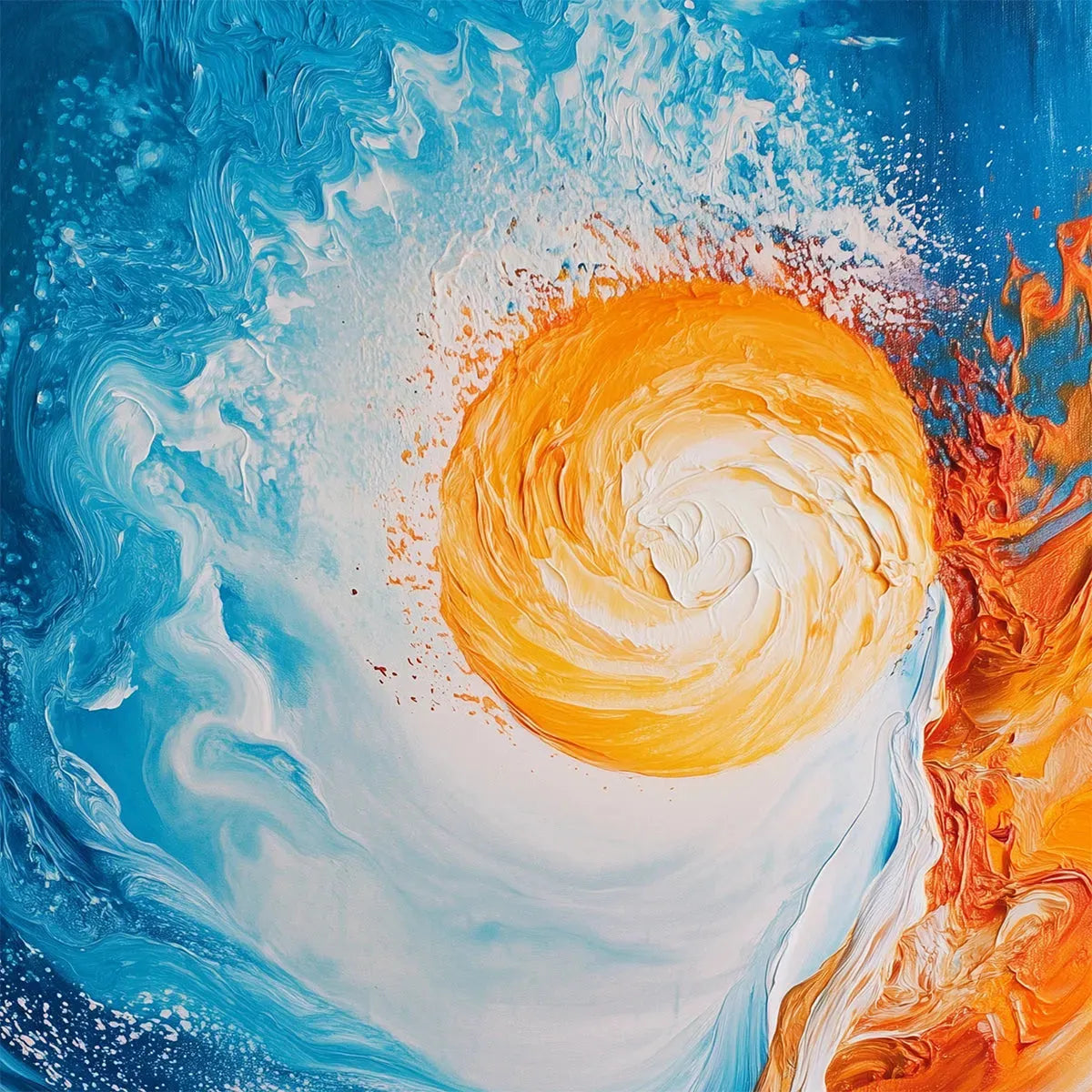 SOLAR FLARE: Abstract Ocean Sunrise Impasto Oil Painting - Image 3