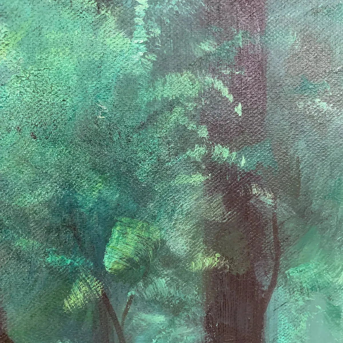 EMERALD FOREST PATH: Vertical Forest Painting, Green Woodland Scene, Nature Wall Art, Living Room - Image 6