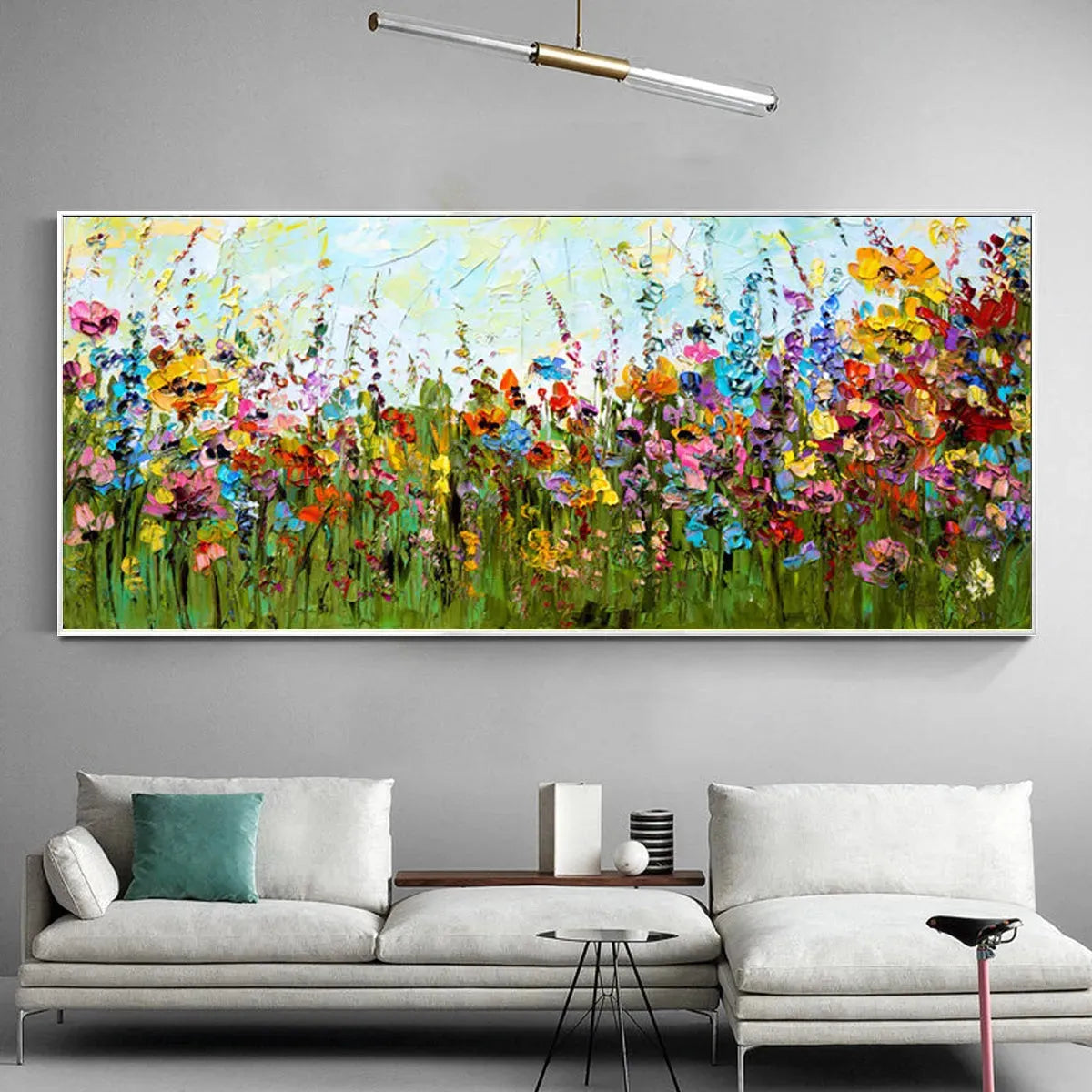 WILD BLOOM MEADOW: Panoramic Impasto Wildflower Oil Painting - Image 4