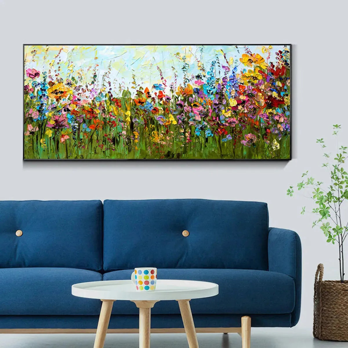 WILD BLOOM MEADOW: Panoramic Impasto Wildflower Oil Painting - Image 5
