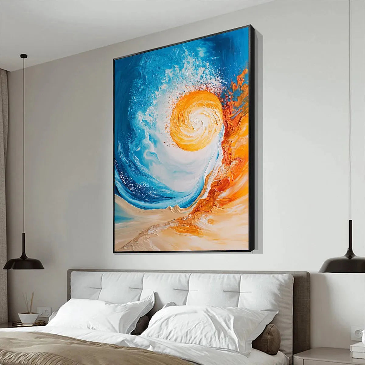 SOLAR FLARE: Abstract Ocean Sunrise Impasto Oil Painting - Image 6