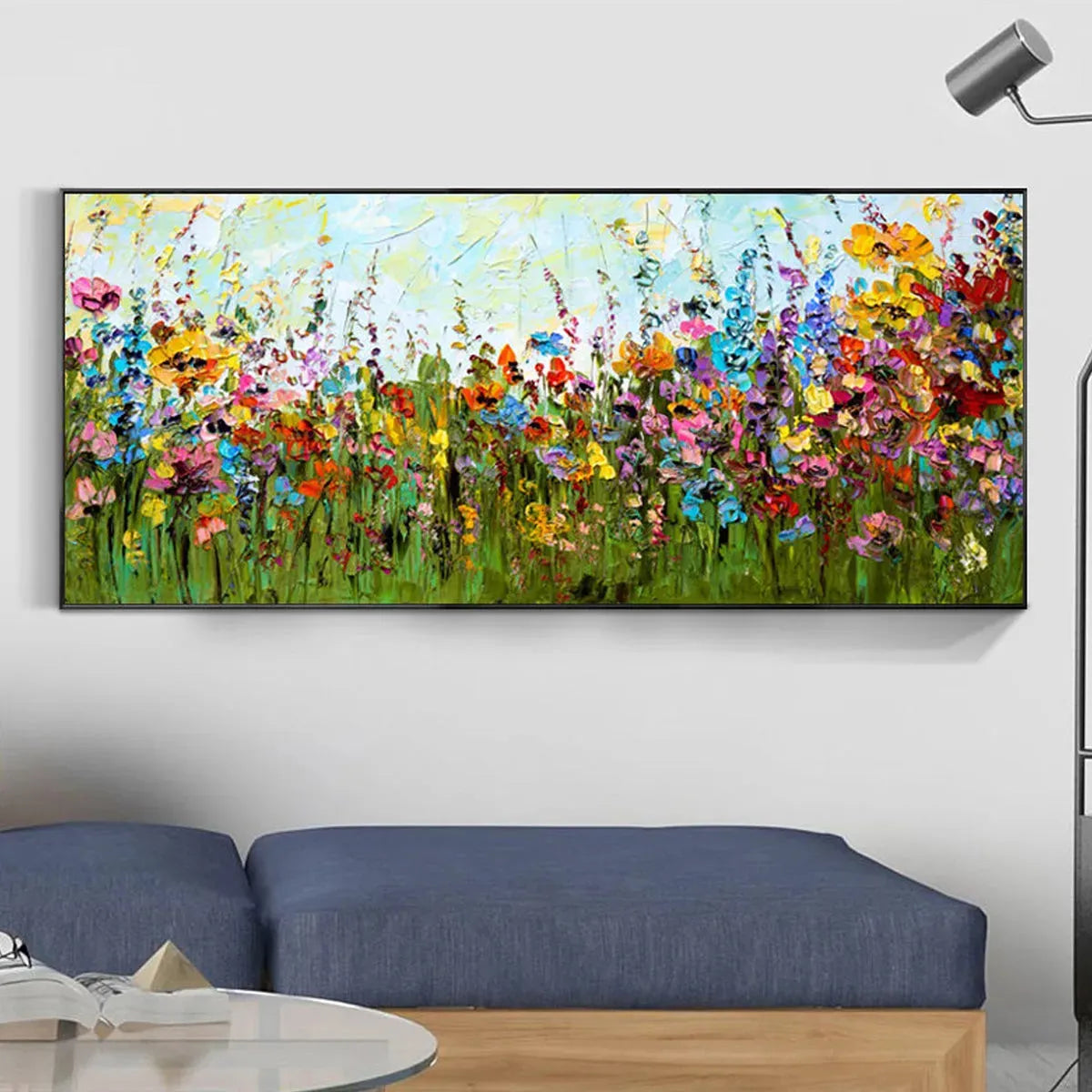 WILD BLOOM MEADOW: Panoramic Impasto Wildflower Oil Painting - Image 7