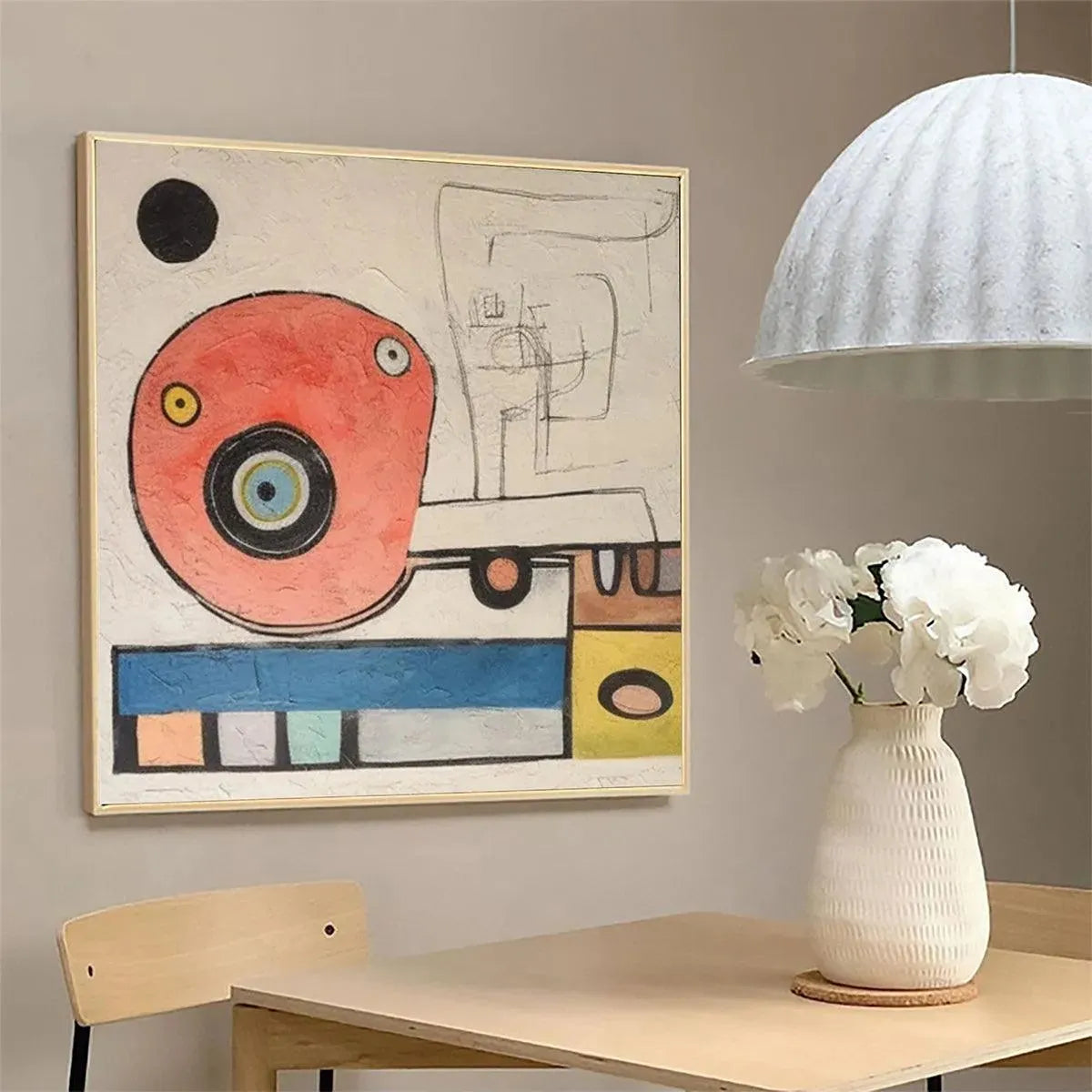 PLAYFUL TRUCK: Whimsical Abstract Painting, Square Wall Art - Image 2