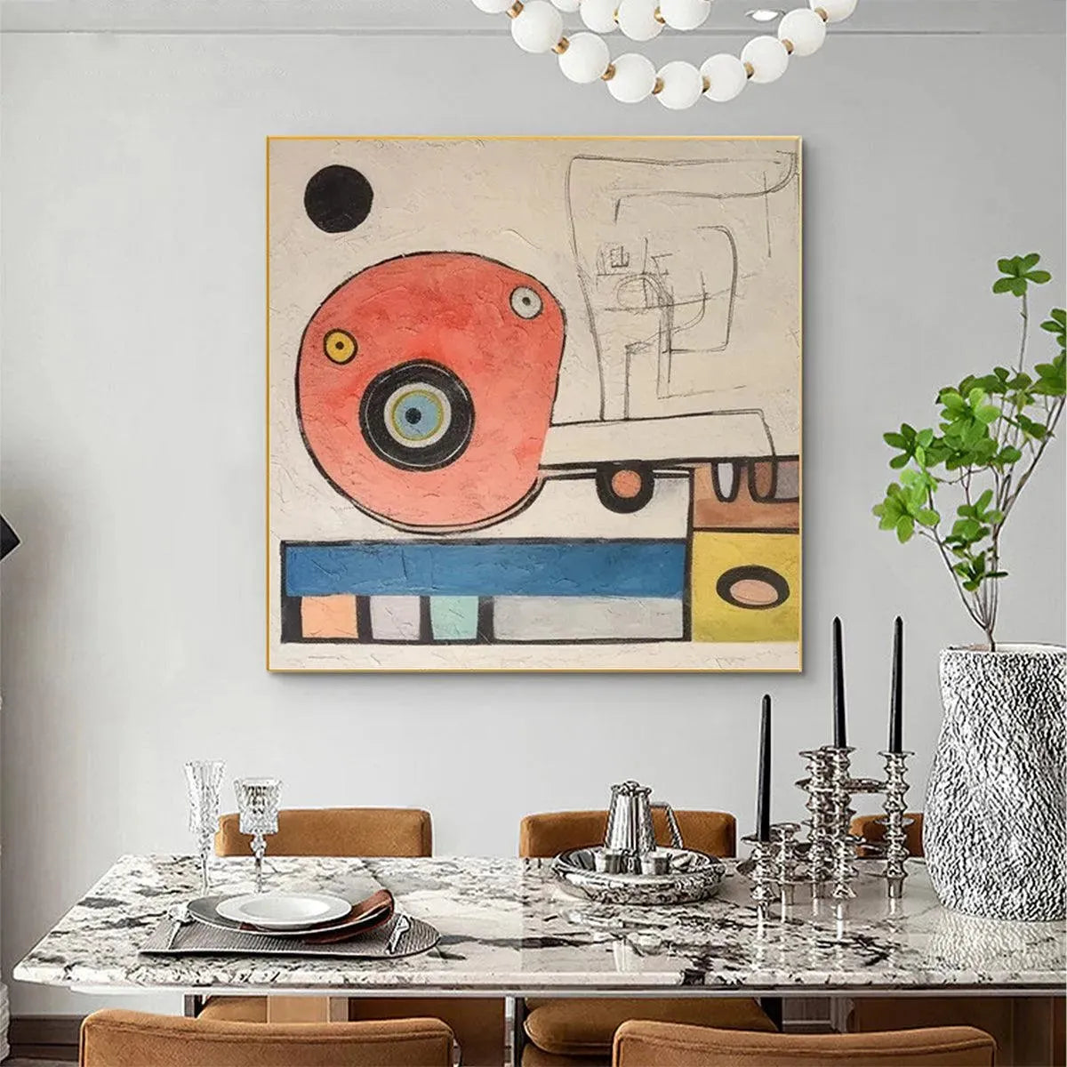 PLAYFUL TRUCK: Whimsical Abstract Painting, Square Wall Art - Image 4