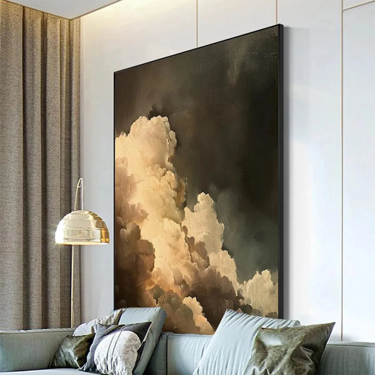 EVENING CLOUDS: Textured Cloudscape Painting, Vertical Wall Art - Image 2