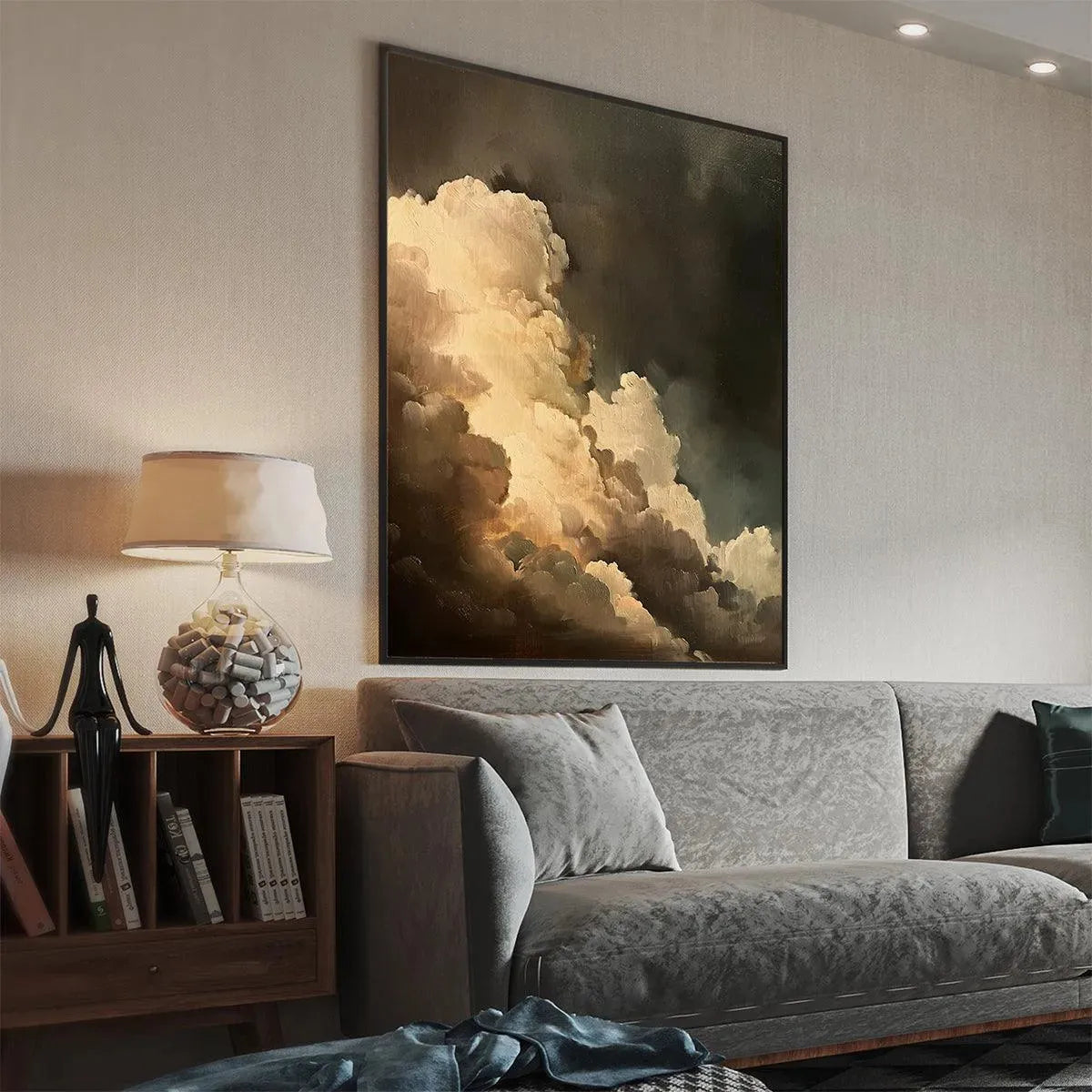 EVENING CLOUDS: Textured Cloudscape Painting, Vertical Wall Art - Image 4