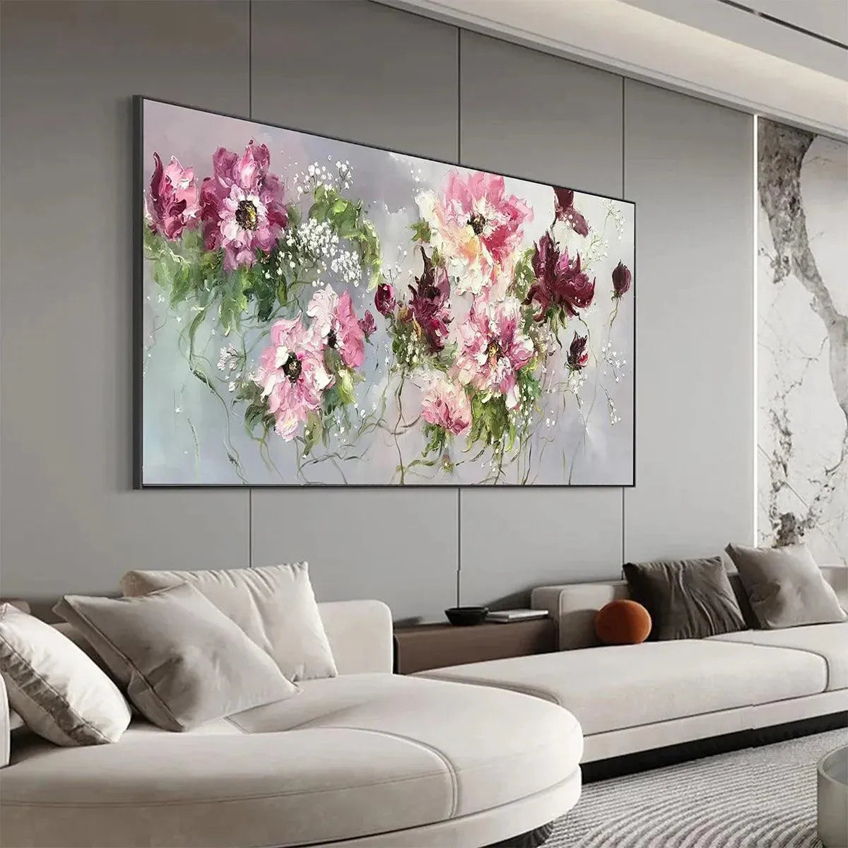 WILD ROSE WHISPERS: Floral Painting, Panoramic Wall Art, Romantic Decor, Pink and Burgundy Flowers - Image 4