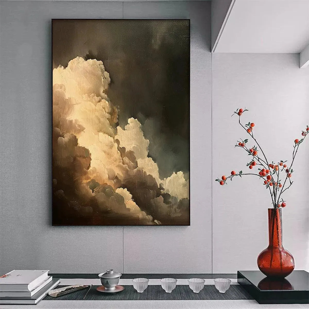 EVENING CLOUDS: Textured Cloudscape Painting, Vertical Wall Art - Image 7