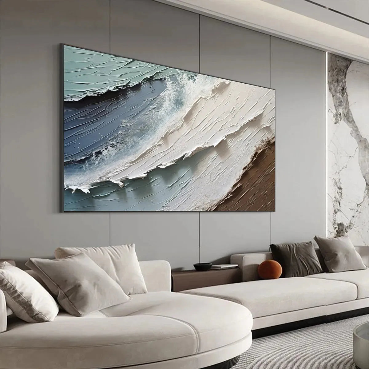 COASTAL TEXTURES: Panoramic Abstract Seascape, Impasto, Palette Knife - Image 6