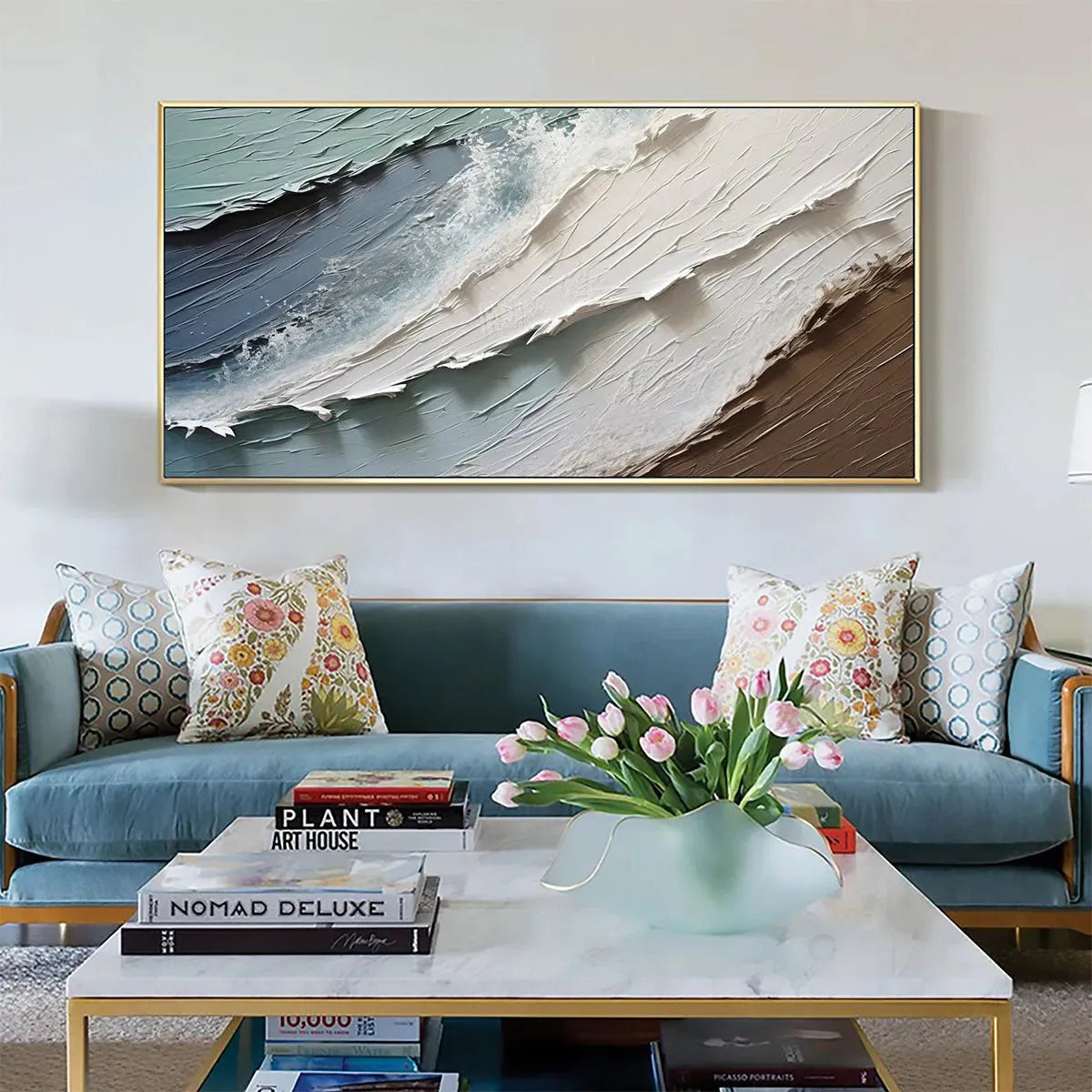 COASTAL TEXTURES: Panoramic Abstract Seascape, Impasto, Palette Knife - Image 7