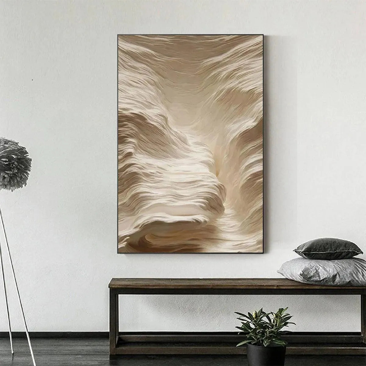 WHITE SAND DUNES: Textured Abstract Landscape Painting, Vertical Wall Art - Image 2