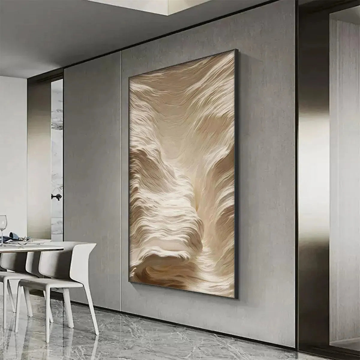 WHITE SAND DUNES: Textured Abstract Landscape Painting, Vertical Wall Art - Image 7