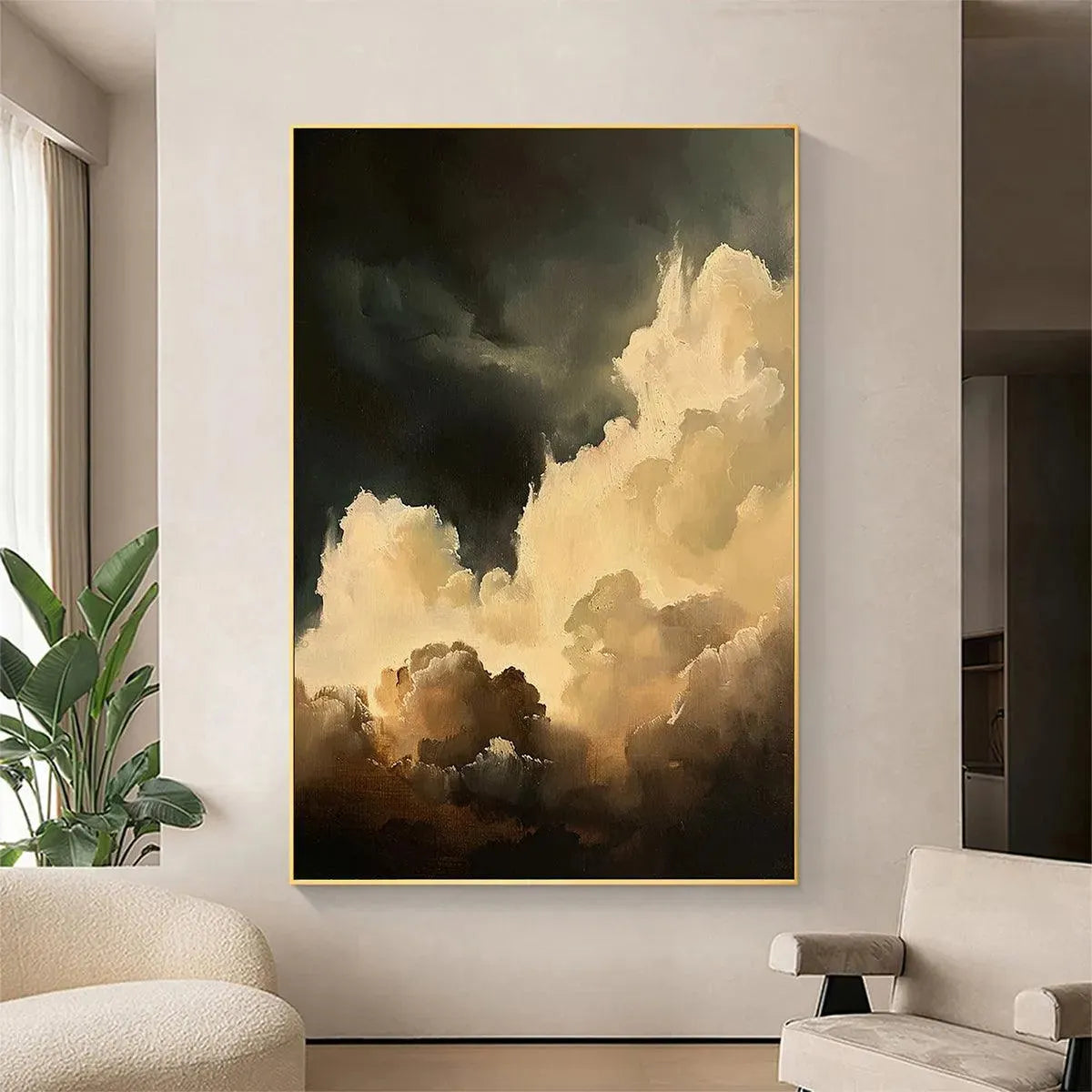 STORMY SKIES: Textured Cloudscape Painting, Vertical Wall Art - Image 5
