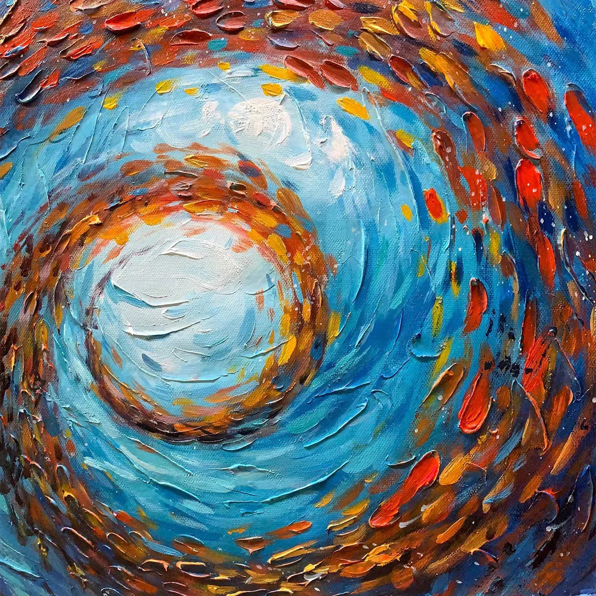 OCEANIC VORTEX: Vertical Fish Painting, Impasto - Image 6