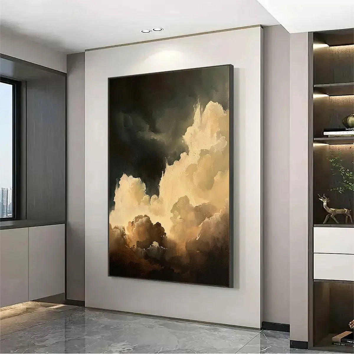 STORMY SKIES: Textured Cloudscape Painting, Vertical Wall Art - Image 2