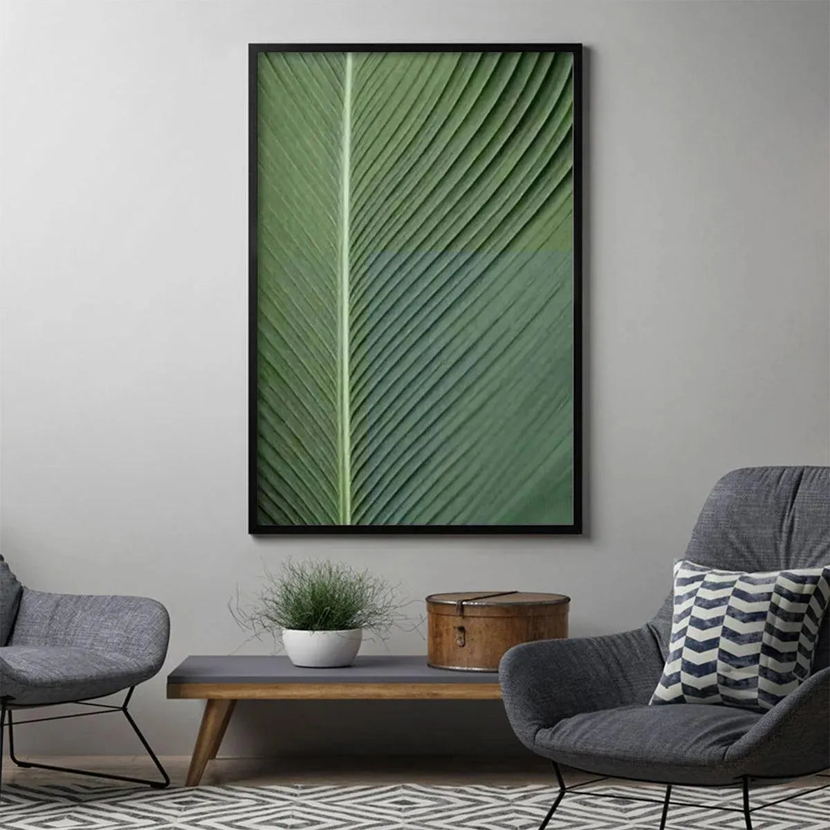 TROPICAL SERENITY: Minimalist Botanical Painting, Green Leaf Wall Art, Vertical Canvas - Image 7