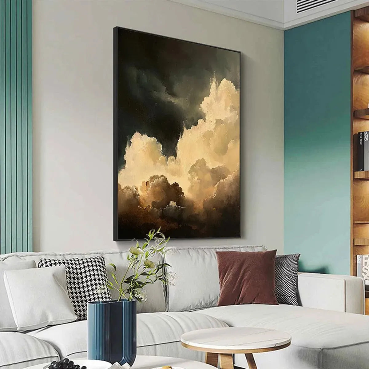 STORMY SKIES: Textured Cloudscape Painting, Vertical Wall Art - Image 9