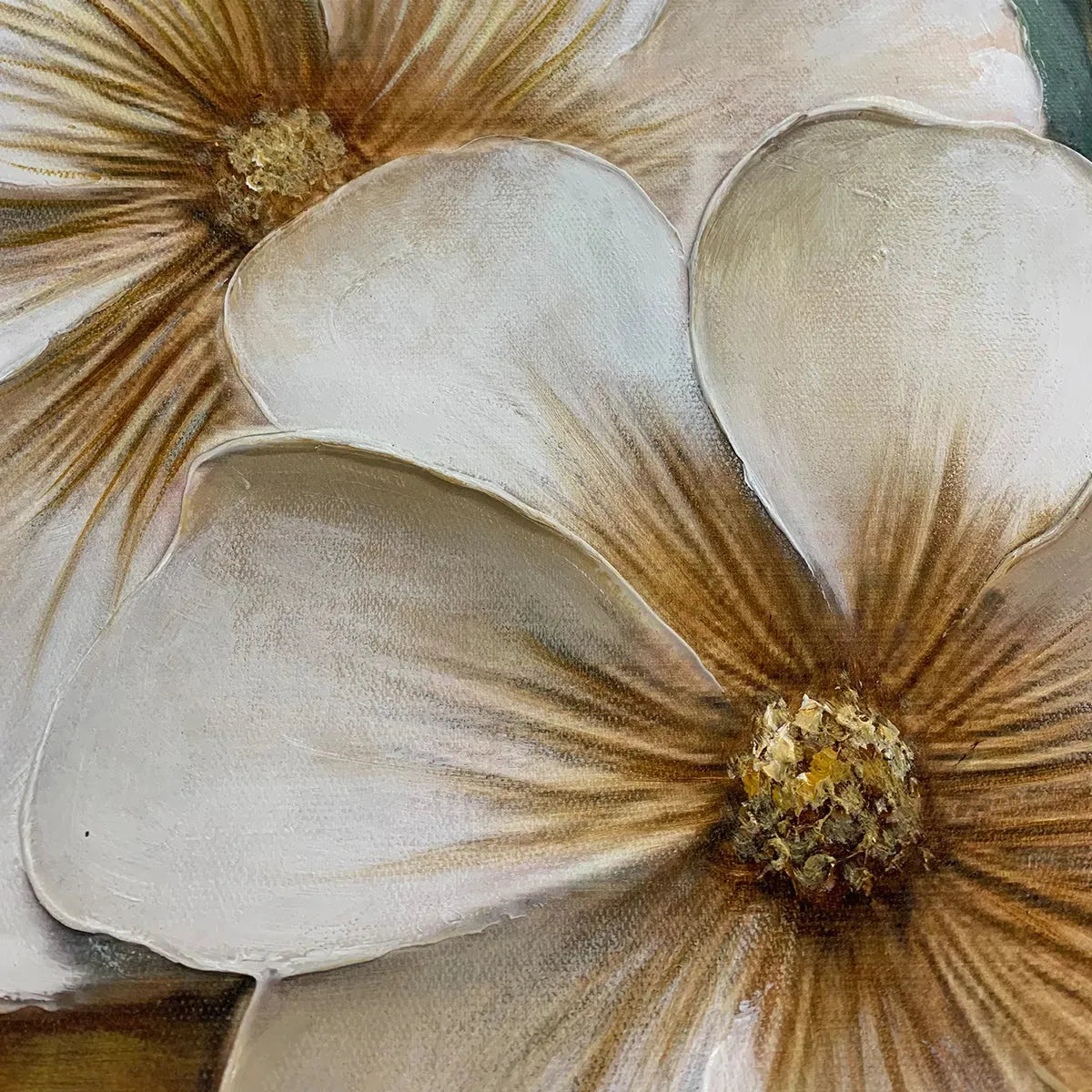 WHITE MAGNOLIAS: Horizontal Textured Floral Painting, White and Gold Magnolias, Modern Wall Art, Living Room, Bedroom - Image 3