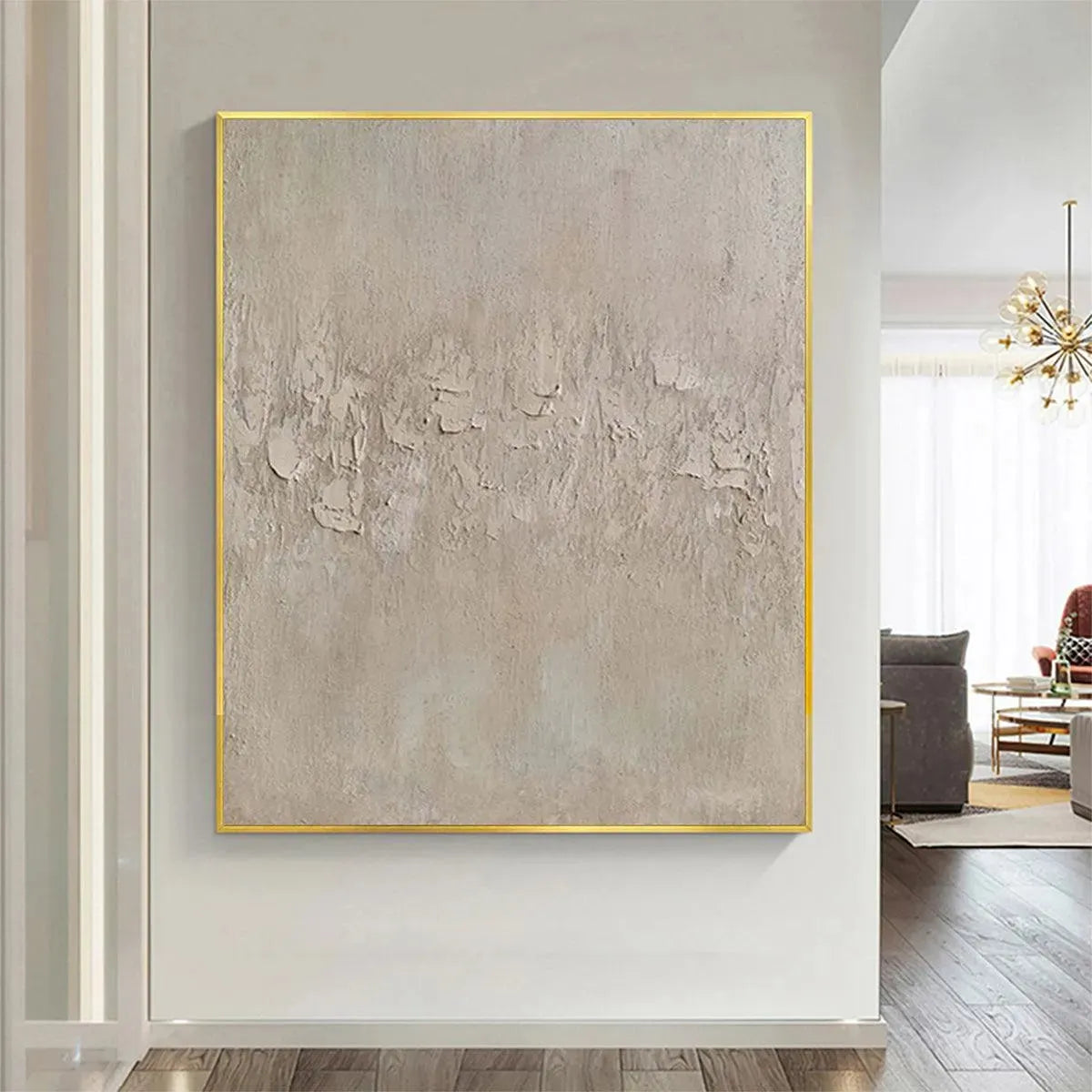 TEXTURED BEIGE ABSTRACT: Minimalist Textured Painting, Square Wall Art - Image 6