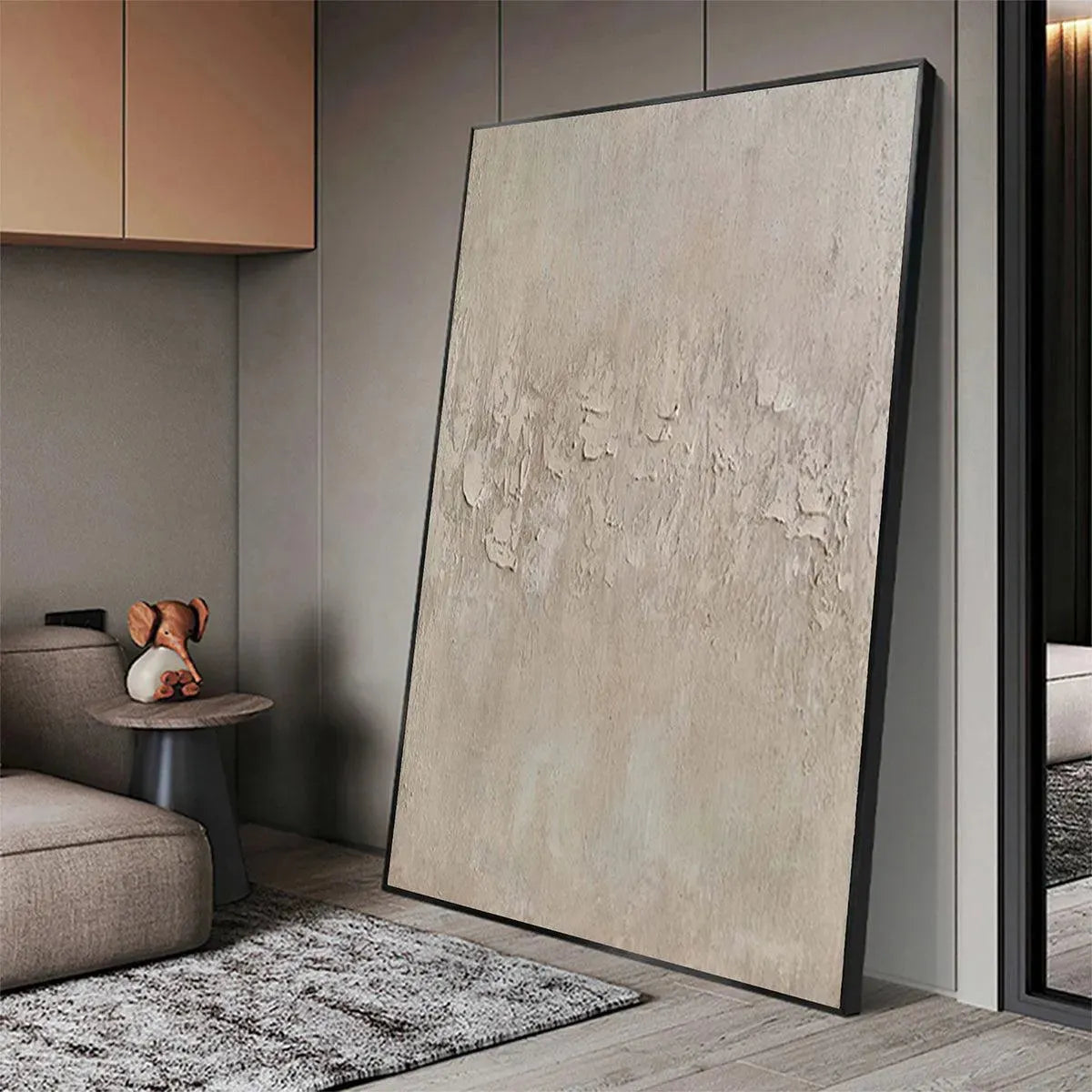 TEXTURED BEIGE ABSTRACT: Minimalist Textured Painting, Square Wall Art - Image 4
