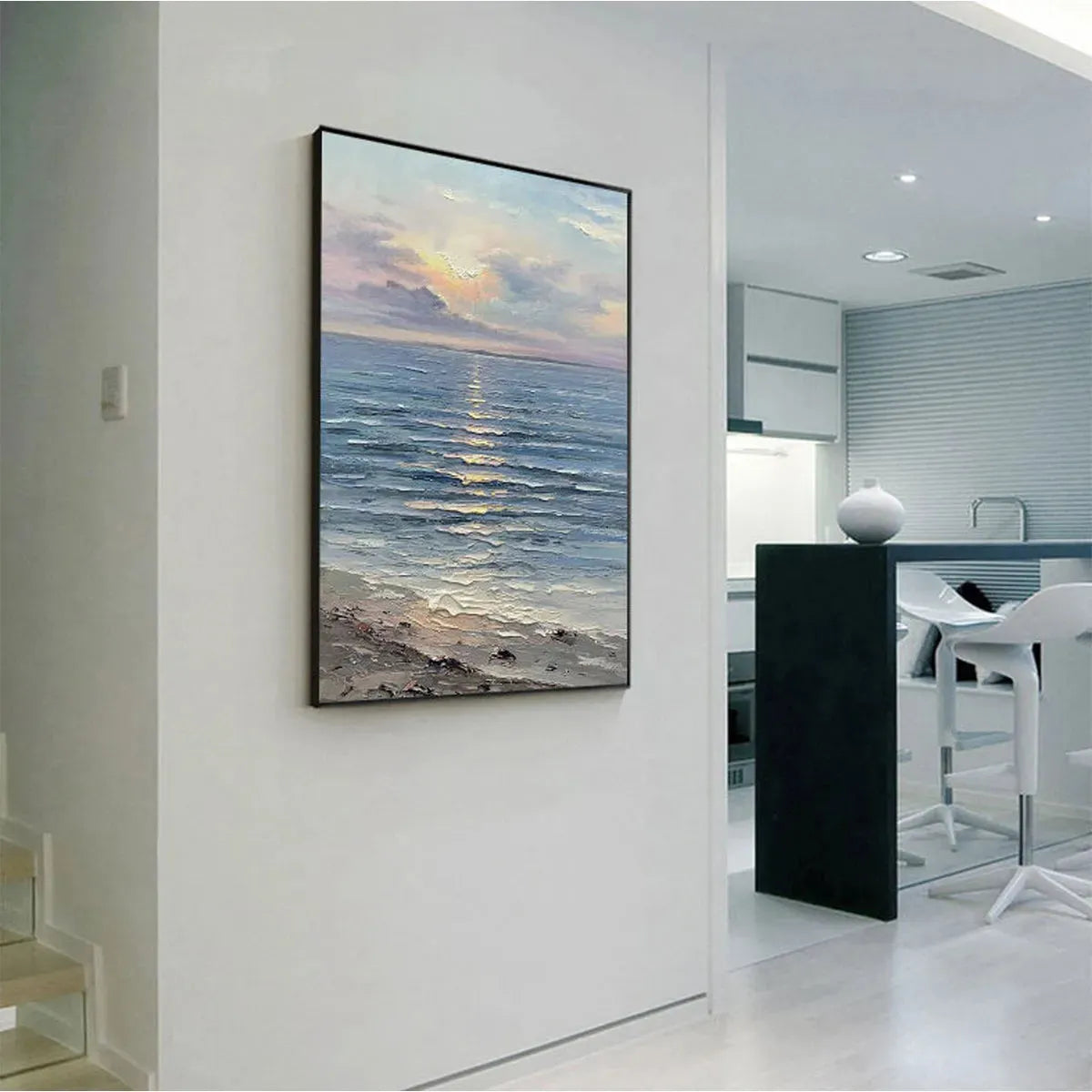 SERENE SEASCAPE: Vertical Ocean Painting - Image 7