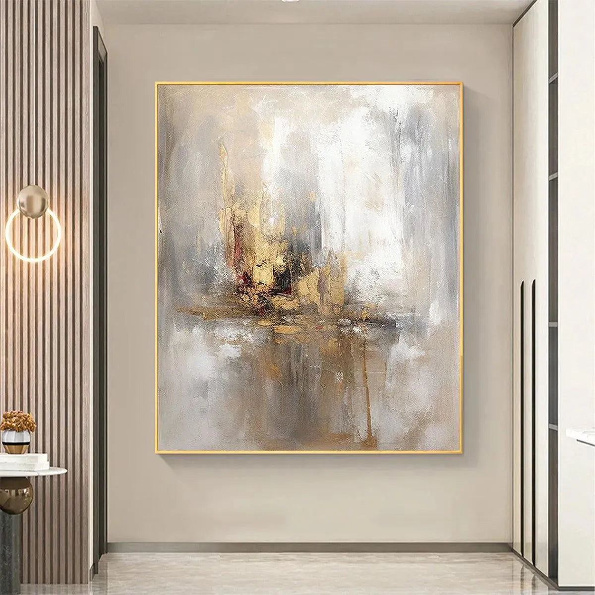 GOLDEN ABSTRACT: Textured Abstract Painting, Vertical Wall Art - Image 6
