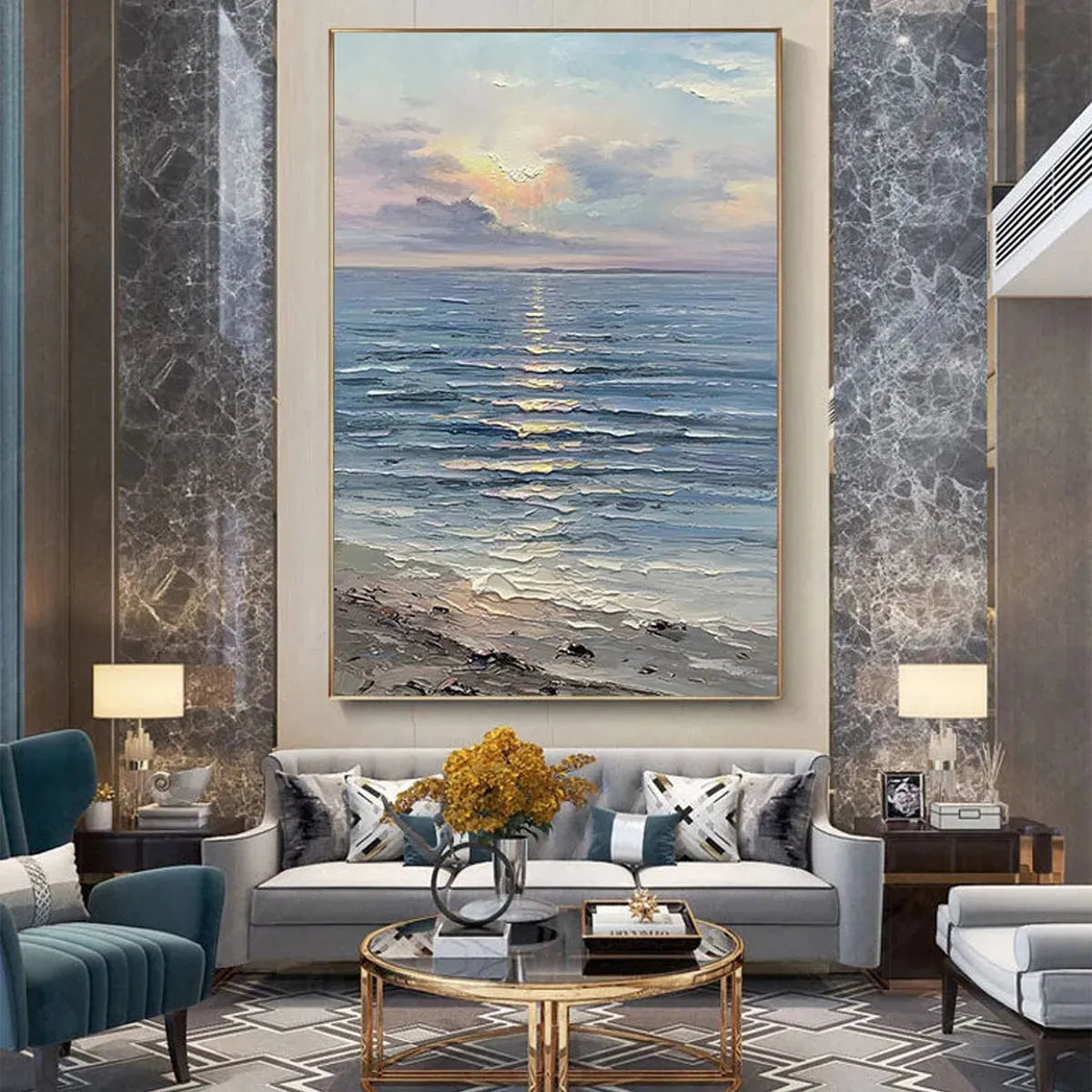 SERENE SEASCAPE: Vertical Ocean Painting - Image 8