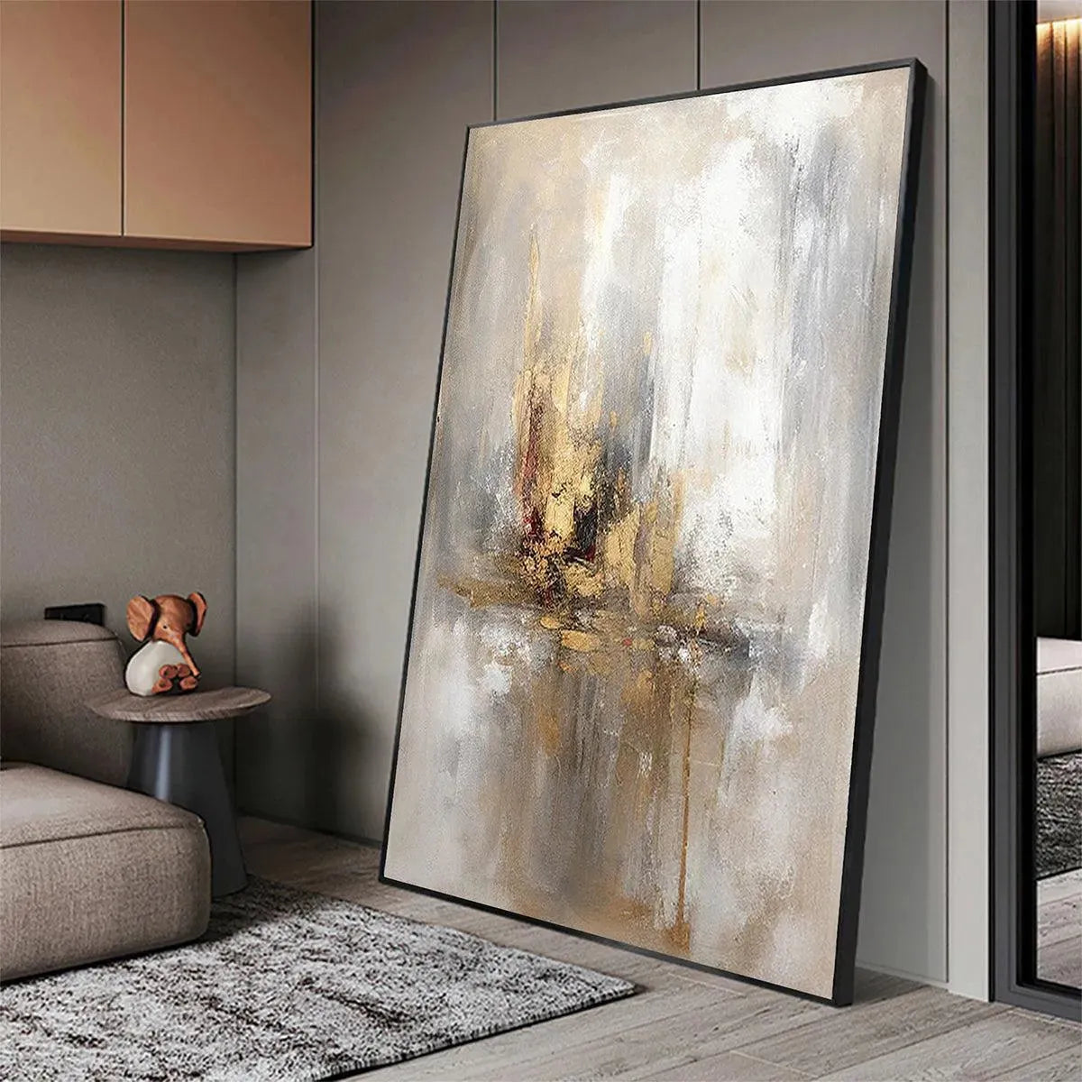 GOLDEN ABSTRACT: Textured Abstract Painting, Vertical Wall Art - Image 4