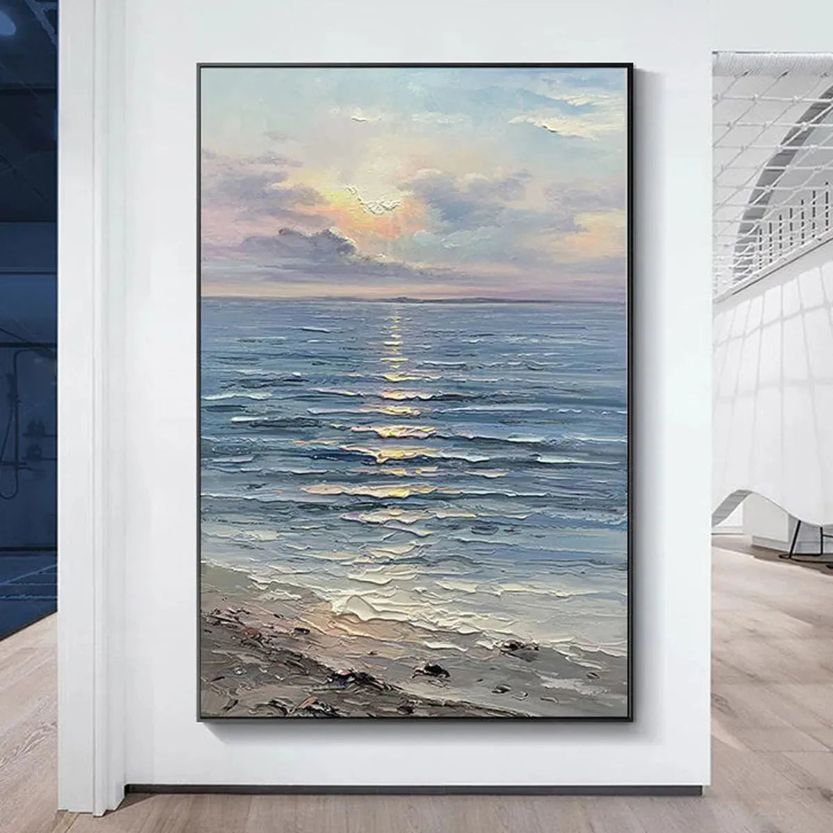 SERENE SEASCAPE: Vertical Ocean Painting - Image 2