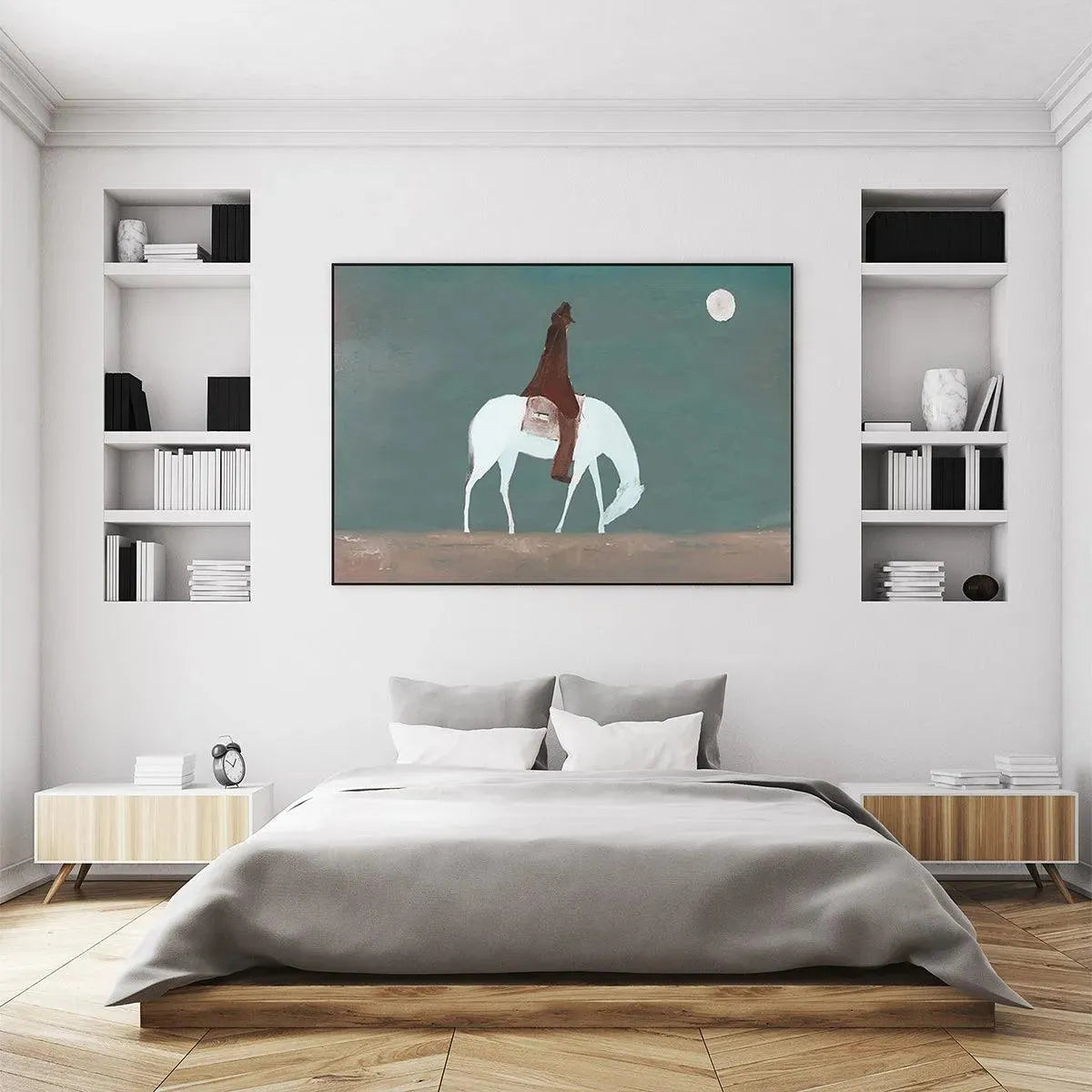 SOLITARY RIDER: Minimalist Horse and Rider Painting, Panoramic Wall Art - Image 5