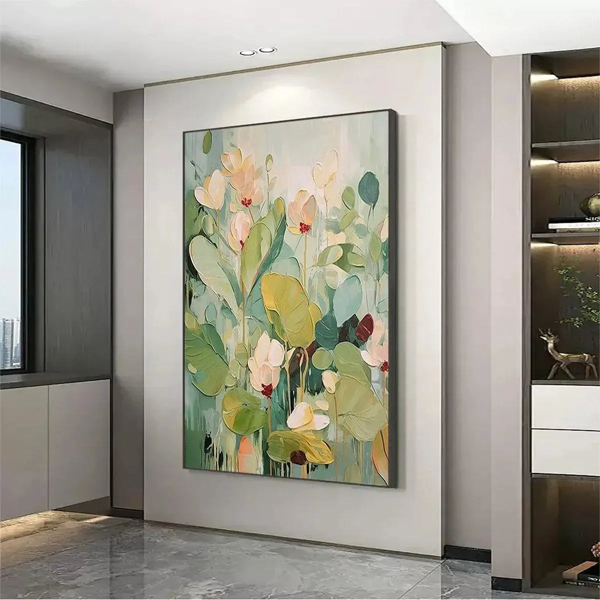 LUSH GARDEN: Textured Floral Painting, Green and White Wall Art, Vertical Canvas, Impressionist Decor - Image 7