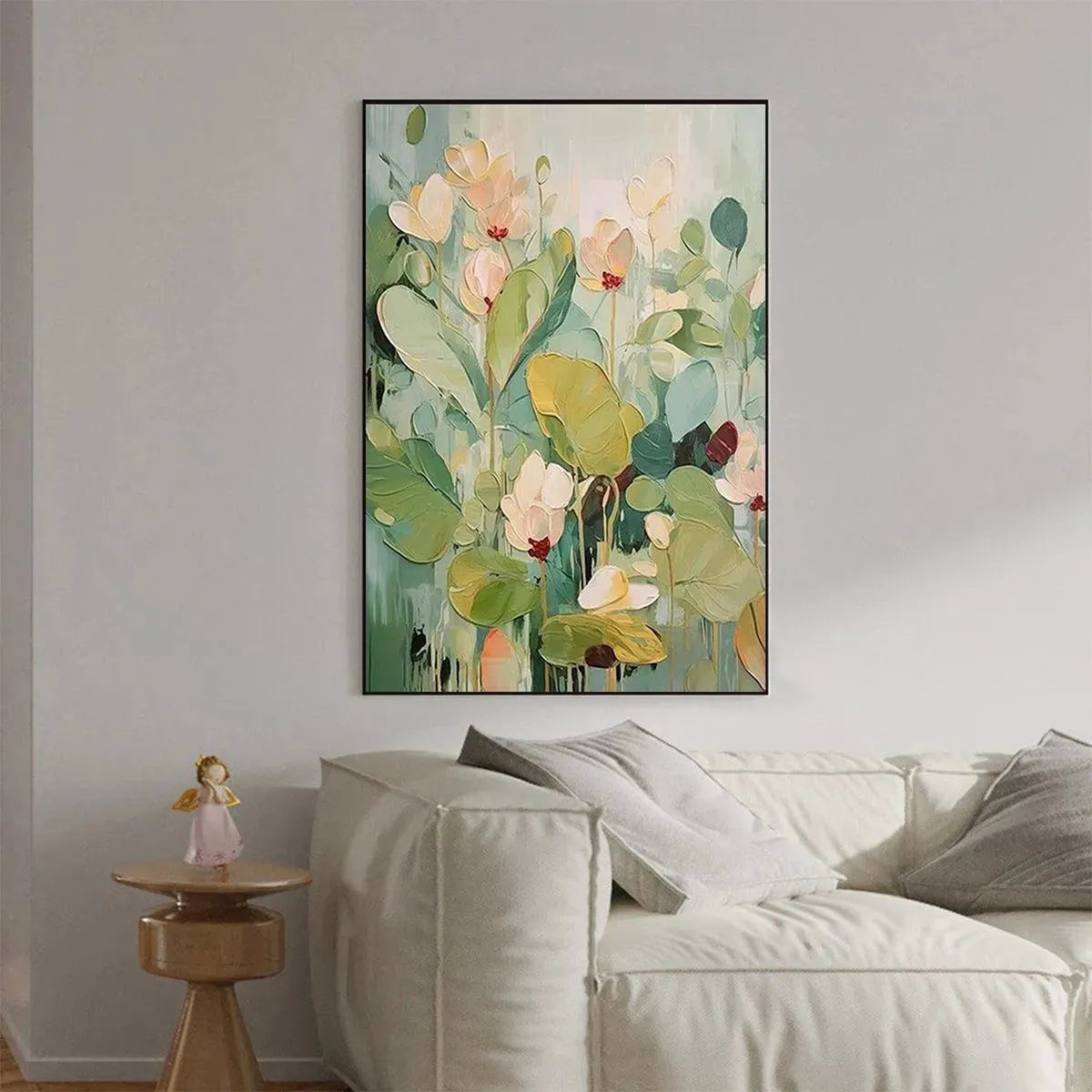 LUSH GARDEN: Textured Floral Painting, Green and White Wall Art, Vertical Canvas, Impressionist Decor - Image 9