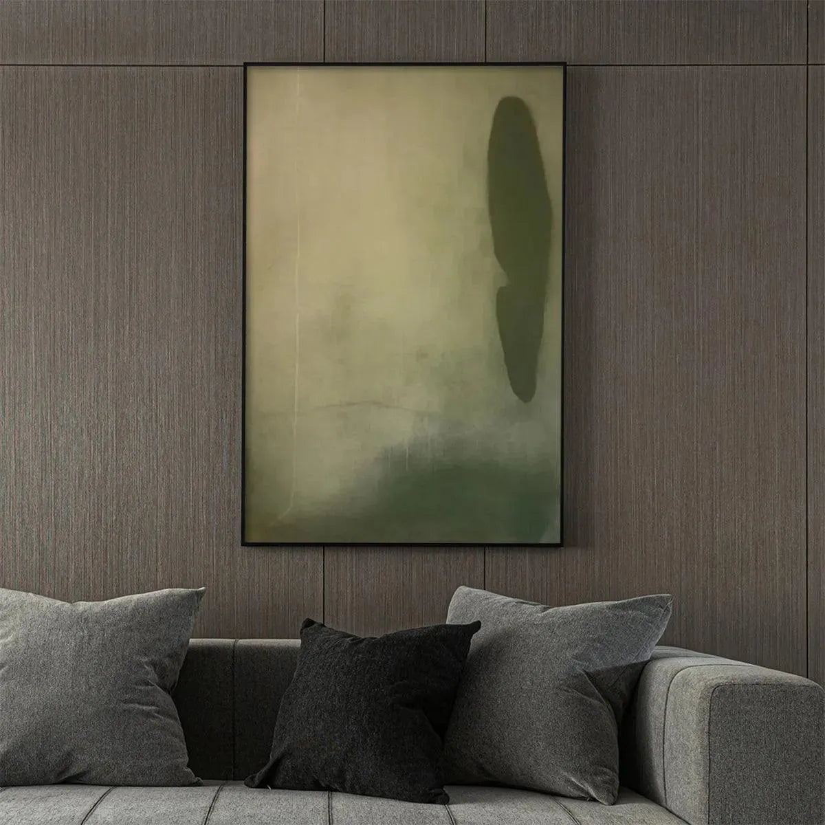 OLIVE SERENITY: Minimalist Abstract Painting, Vertical Wall Art - Image 7