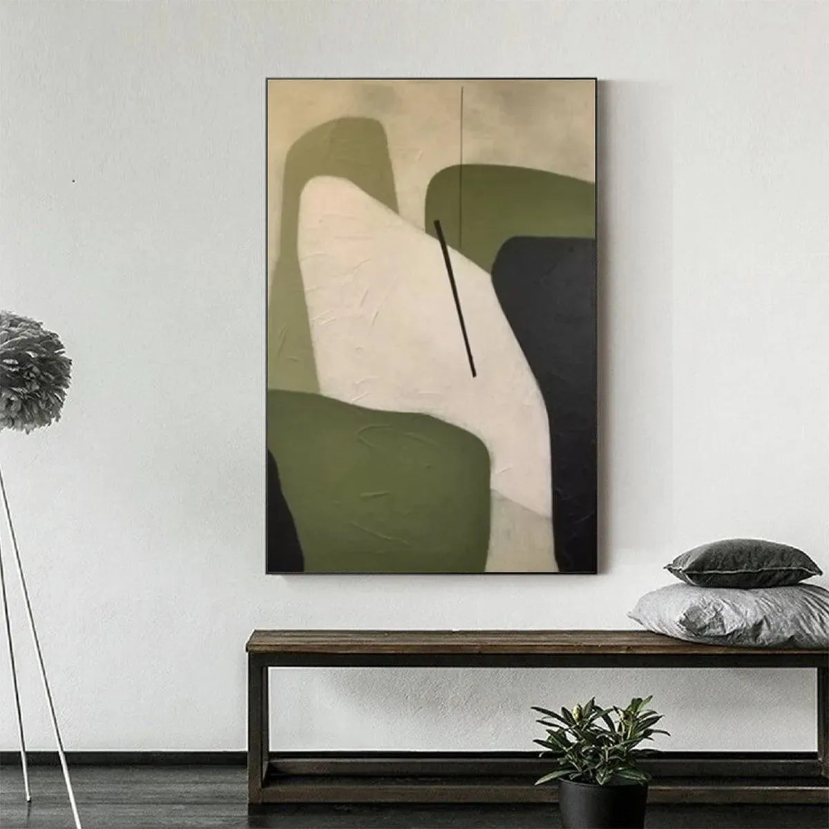 MINIMALIST GREEN ABSTRACT: Modern Abstract Painting, Vertical Wall Art - Image 2