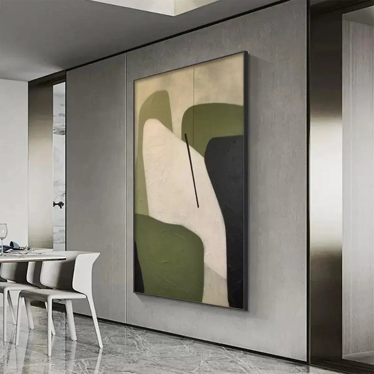 MINIMALIST GREEN ABSTRACT: Modern Abstract Painting, Vertical Wall Art - Image 4