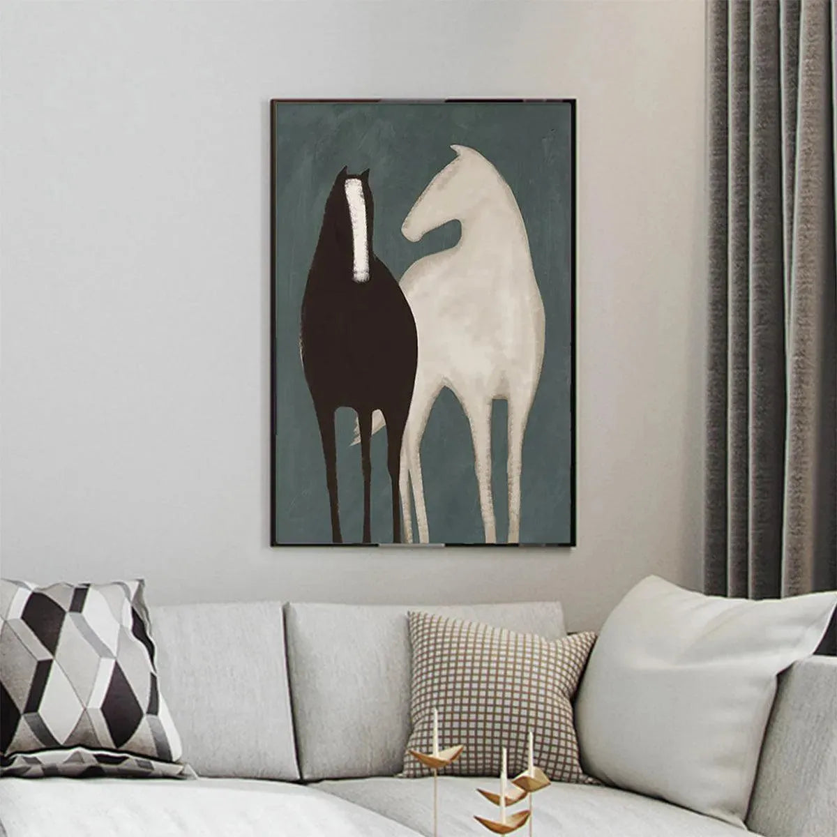 TWO HORSES: Minimalist Horse Painting, Vertical Wall Art - Image 7