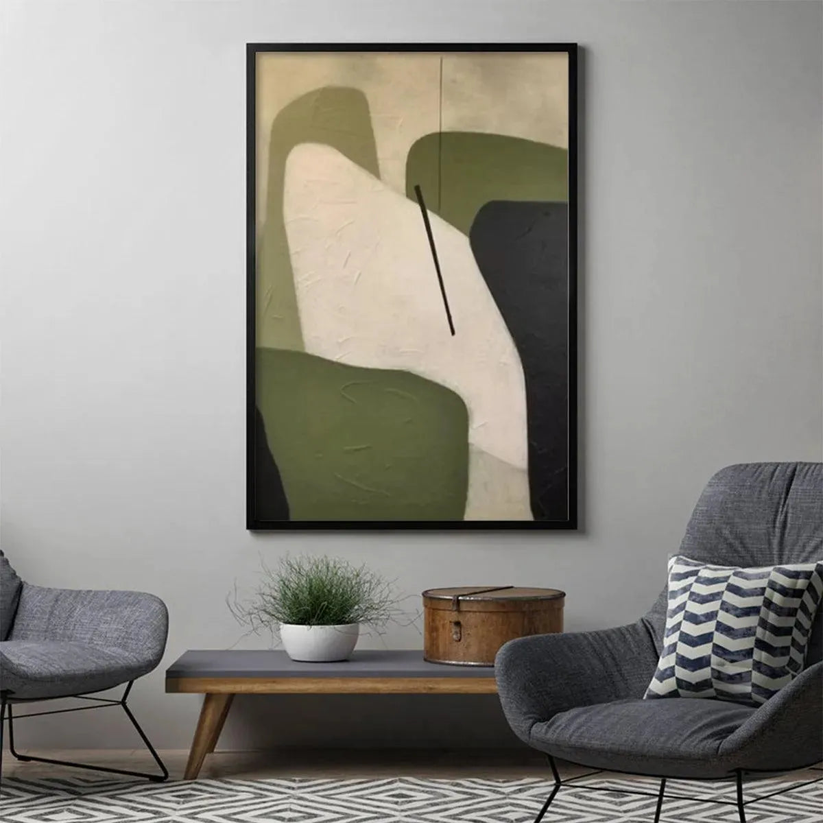 MINIMALIST GREEN ABSTRACT: Modern Abstract Painting, Vertical Wall Art - Image 5